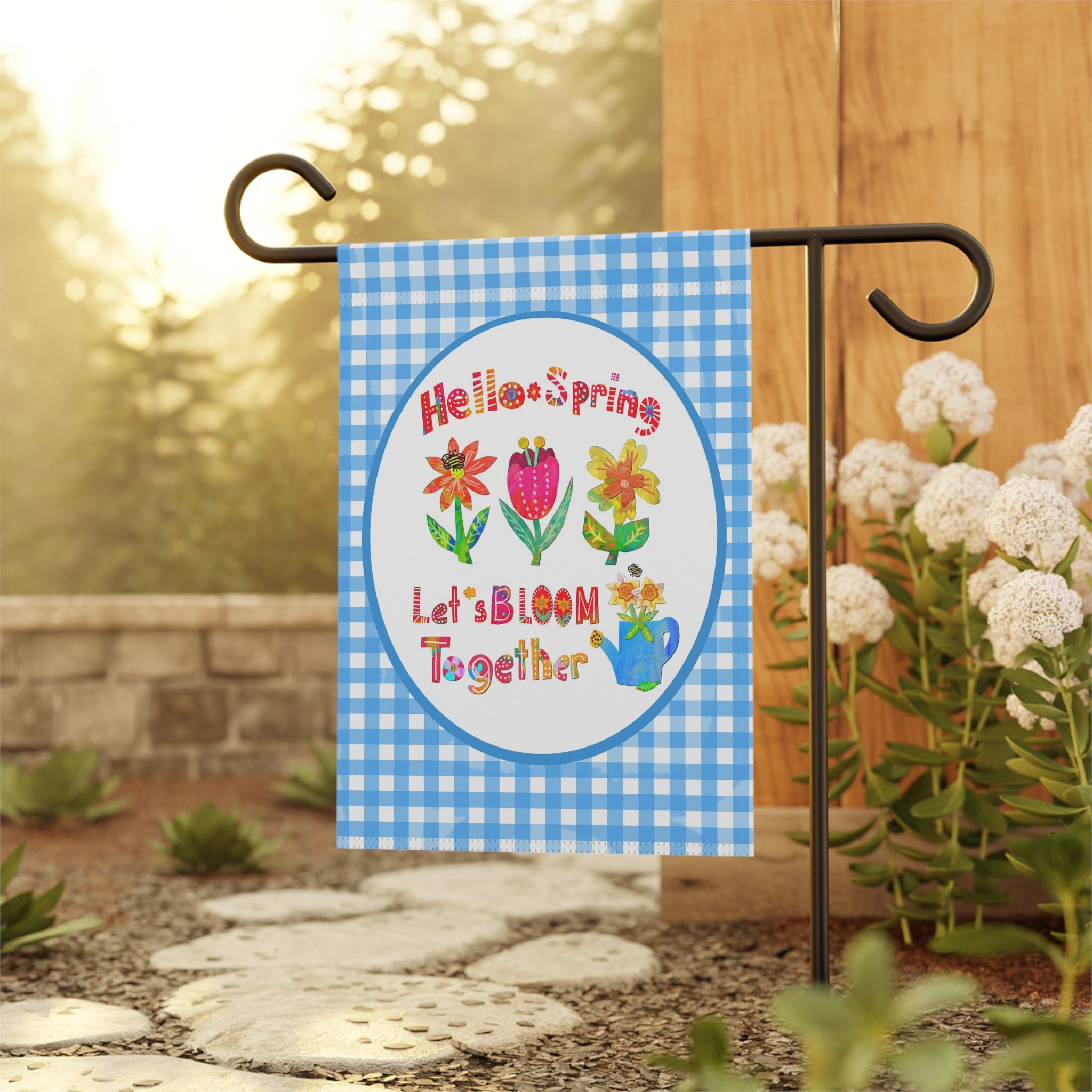 Hello Spring Collage Garden Banner – Marcy Brennan Art