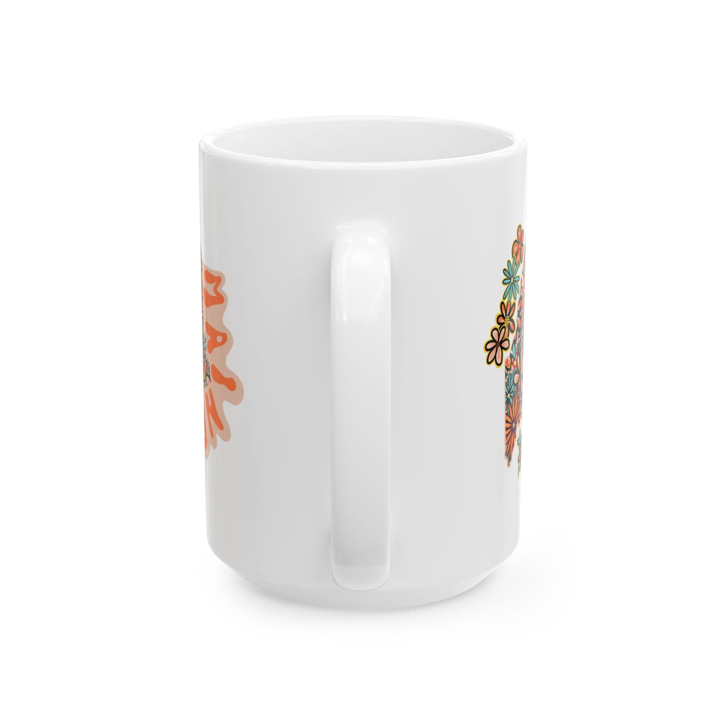 Retro 70s Flowers Maine Ceramic Mug 11 oz and 15 oz