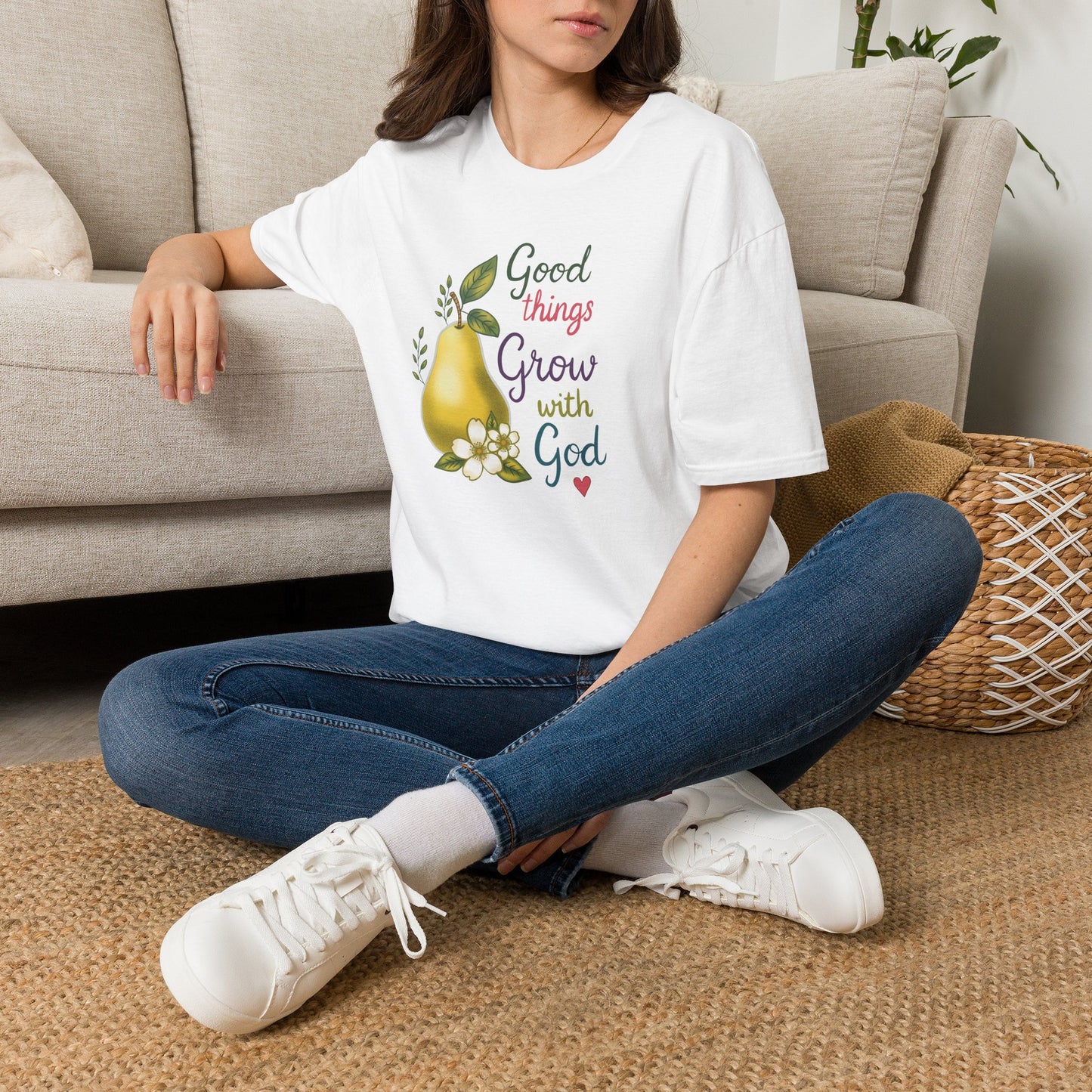 God Grows Pears T‑Shirt — “Good Things Grow with God” Faith Graphic Tee