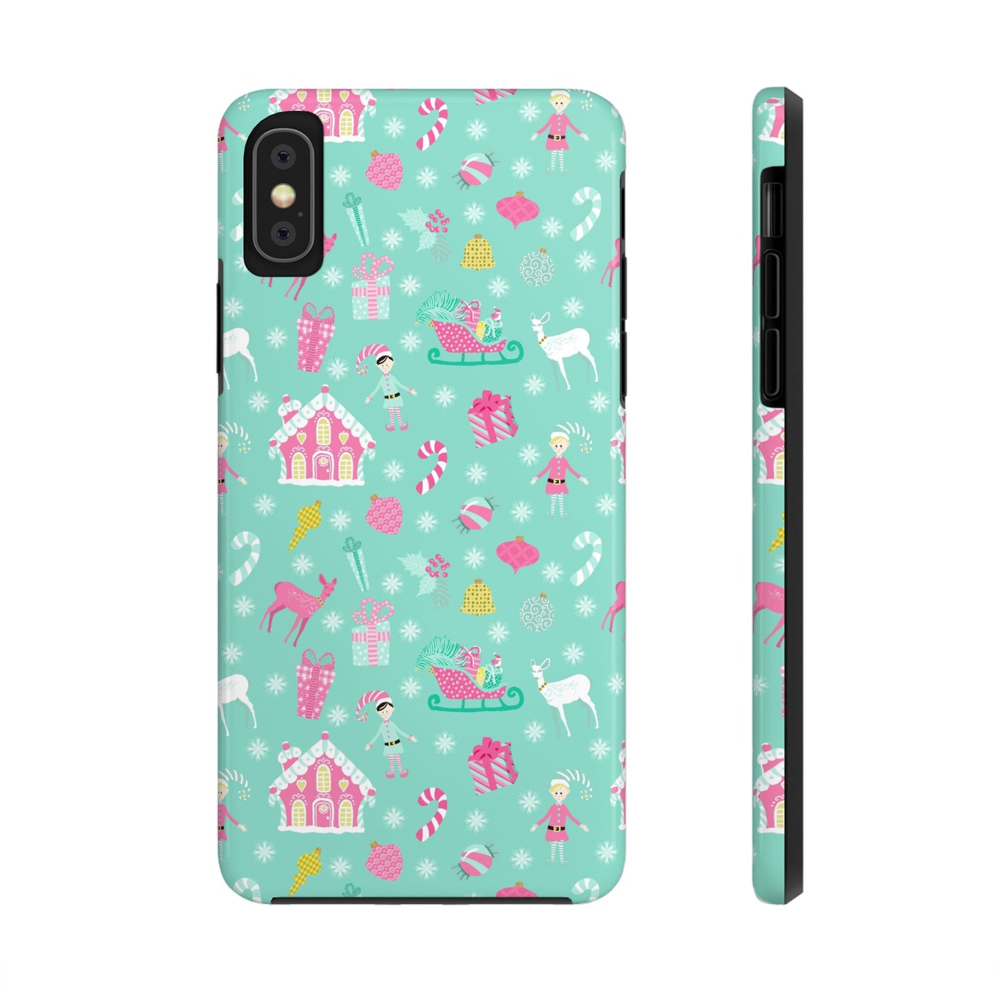 Pastel Christmas on Turquoise Tough Phone Cases