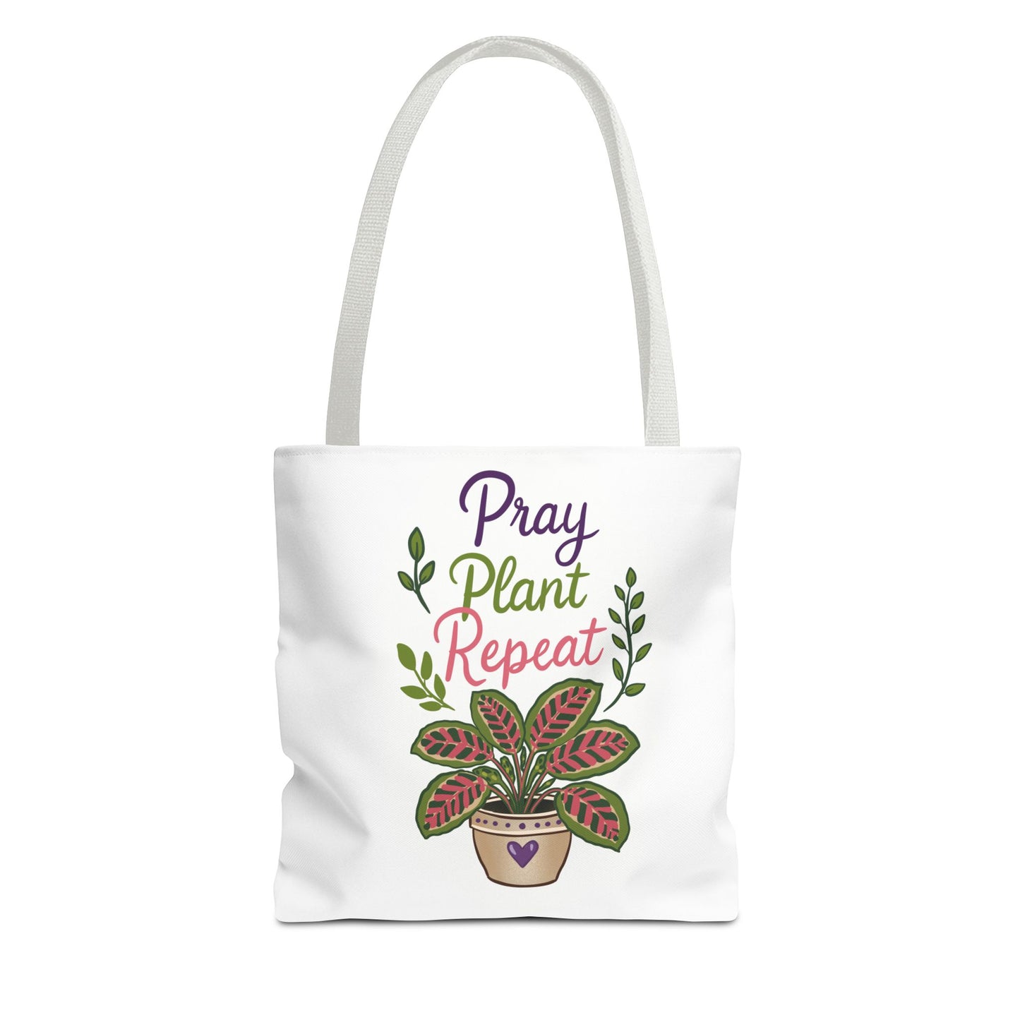 Pray Plant Repeat Tote Bag – Botanical Faith Canvas Shopper