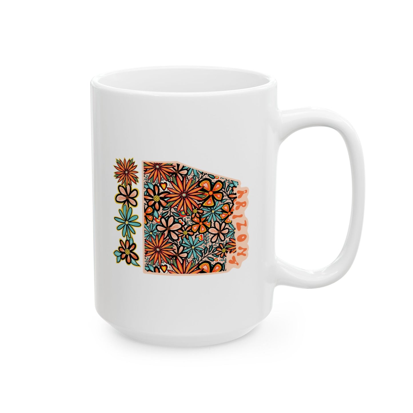 Retro 70s Flowers Arizona Ceramic Mug 11 oz and 15 oz