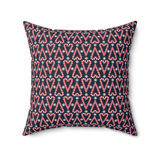 Candy Cane Hearts Spun Polyester Square Pillow