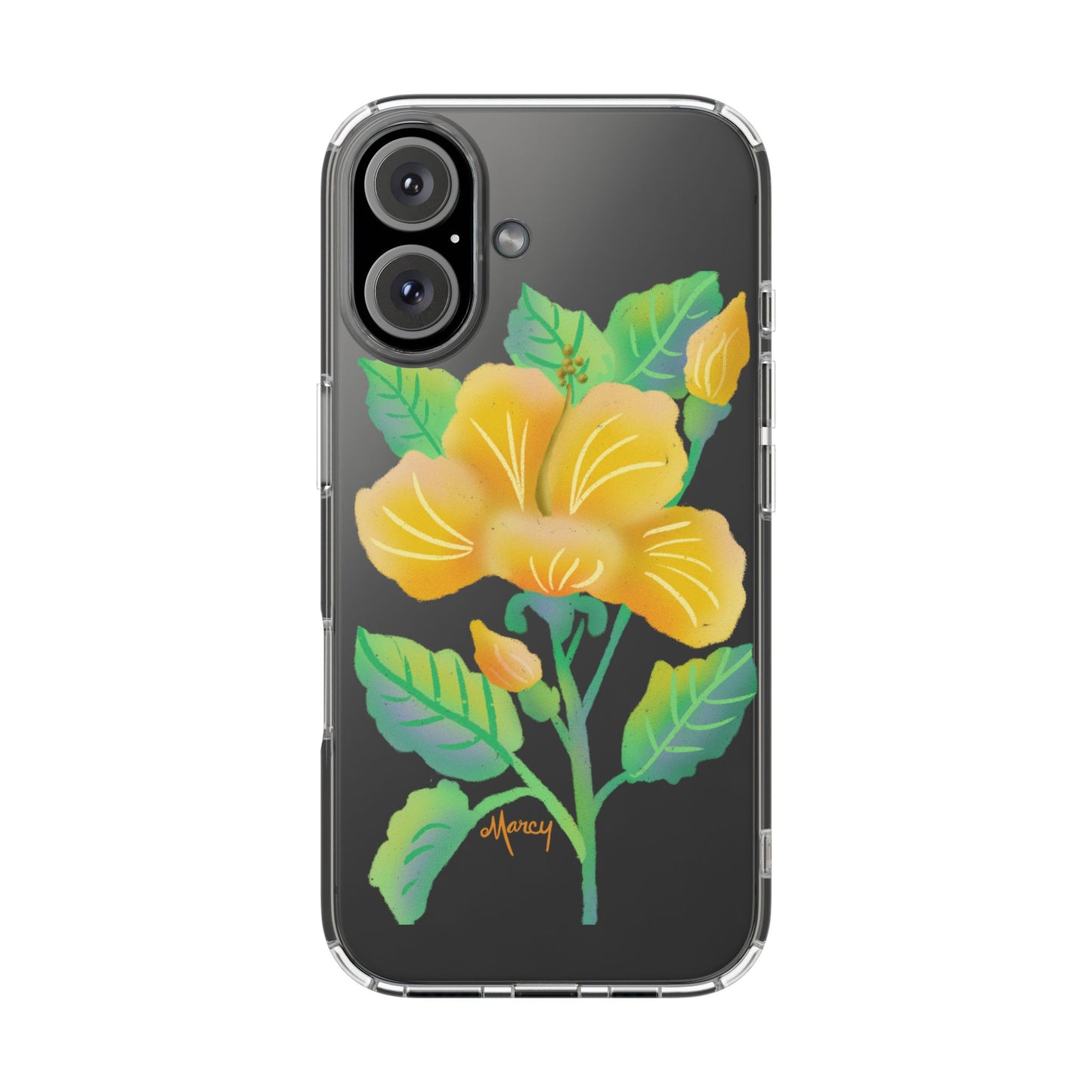 Yellow Hibiscus Blossom Clear Cases