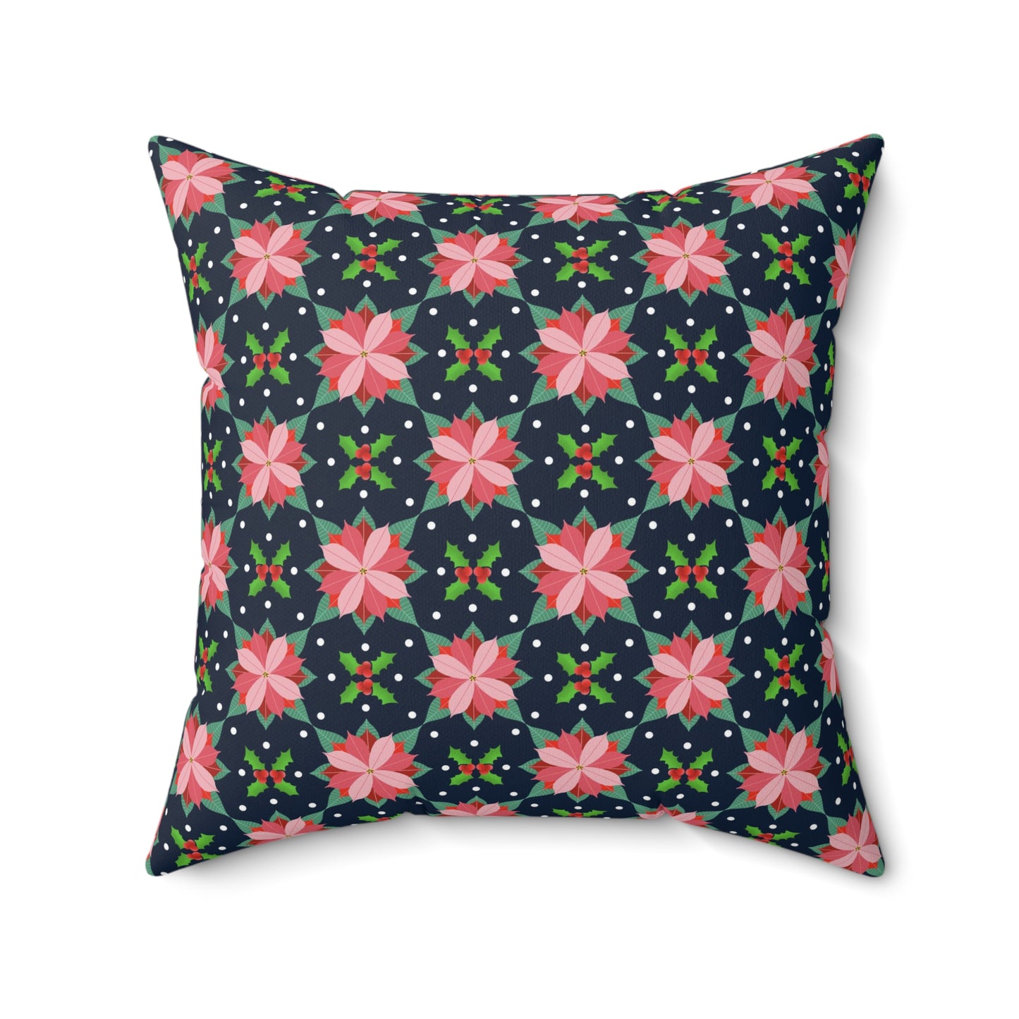 Poinsettias Spun Polyester Square Pillow