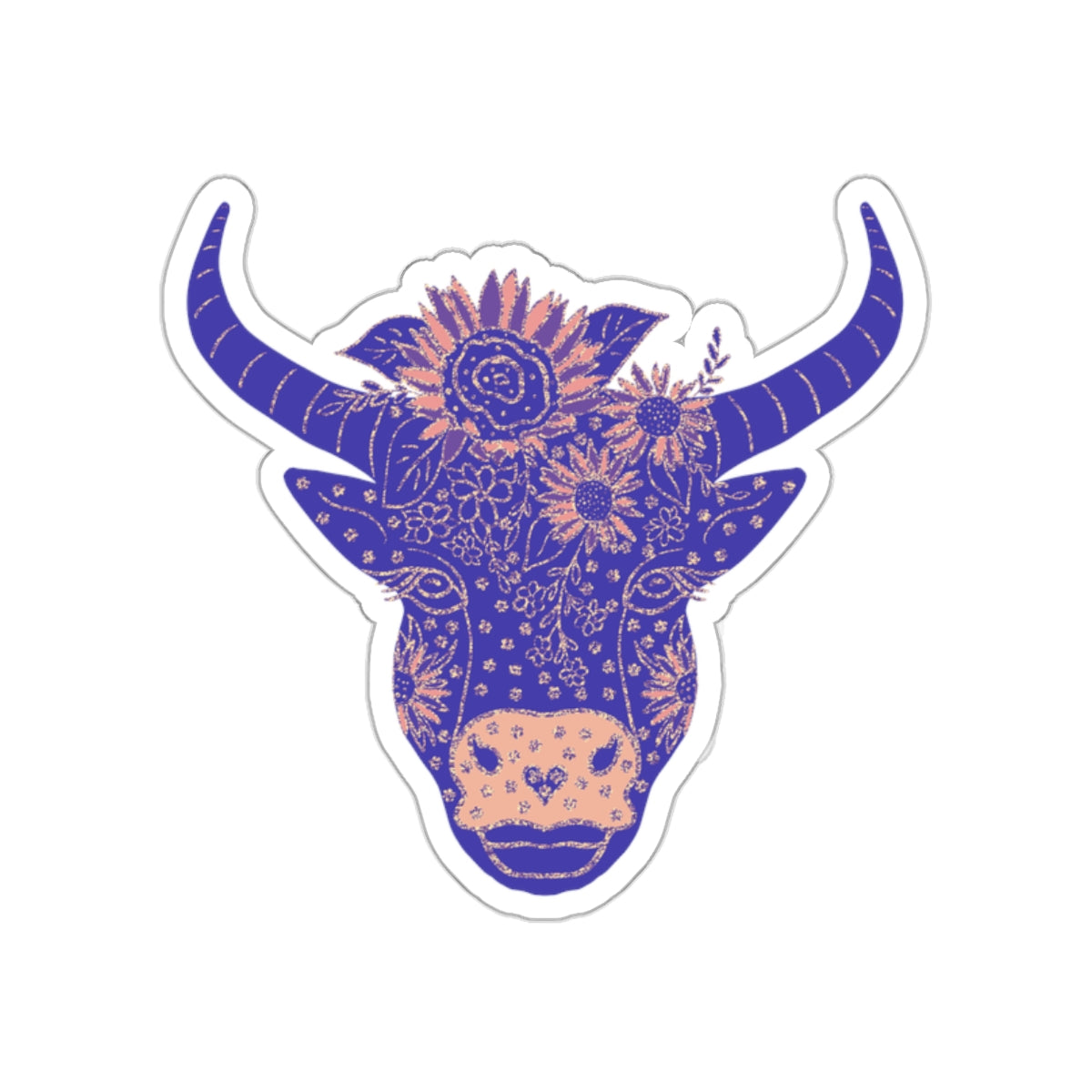 Floral Cow Teri Die-Cut Sticker