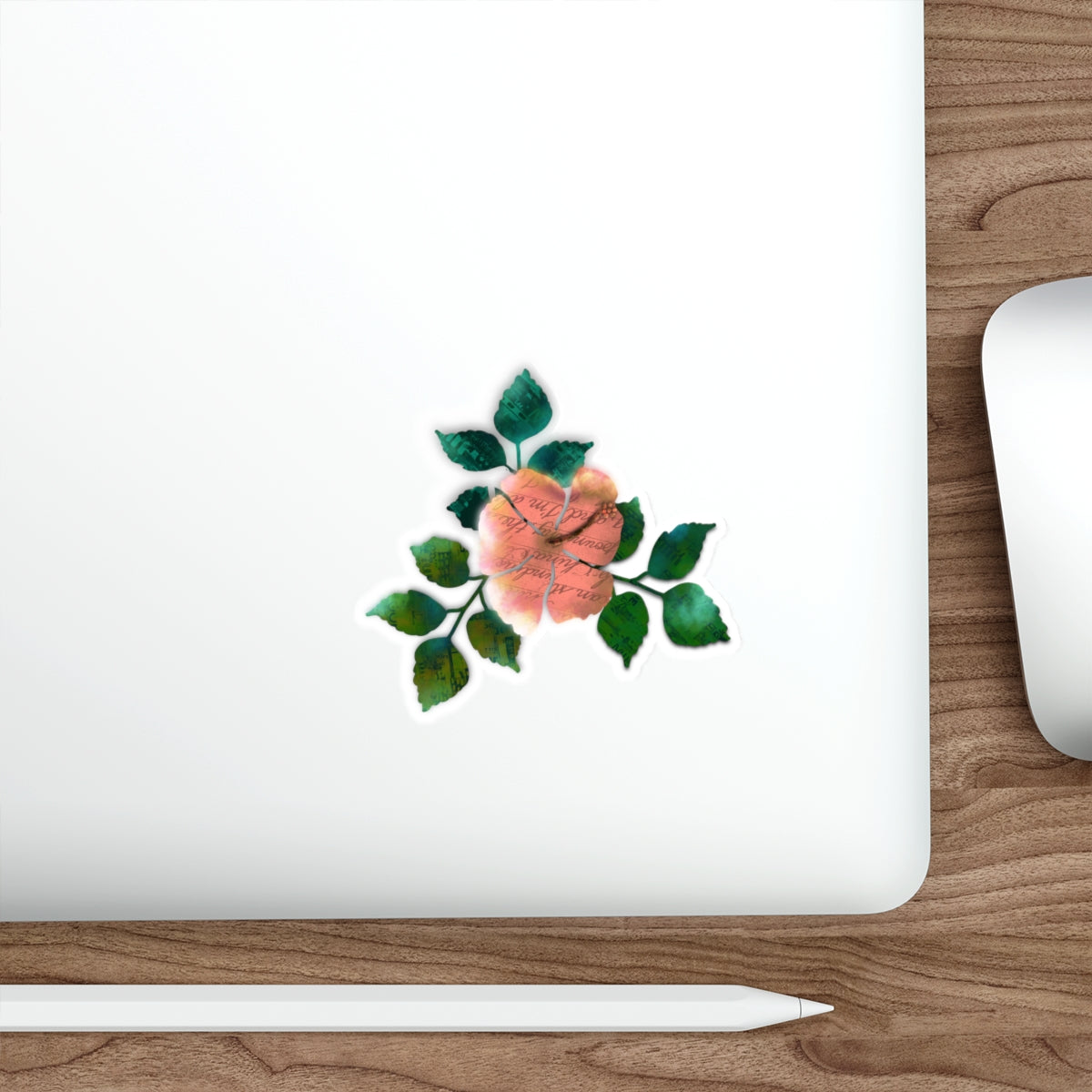 Ethereal Multi-Media Peach Hibiscus Die Cut Sticker