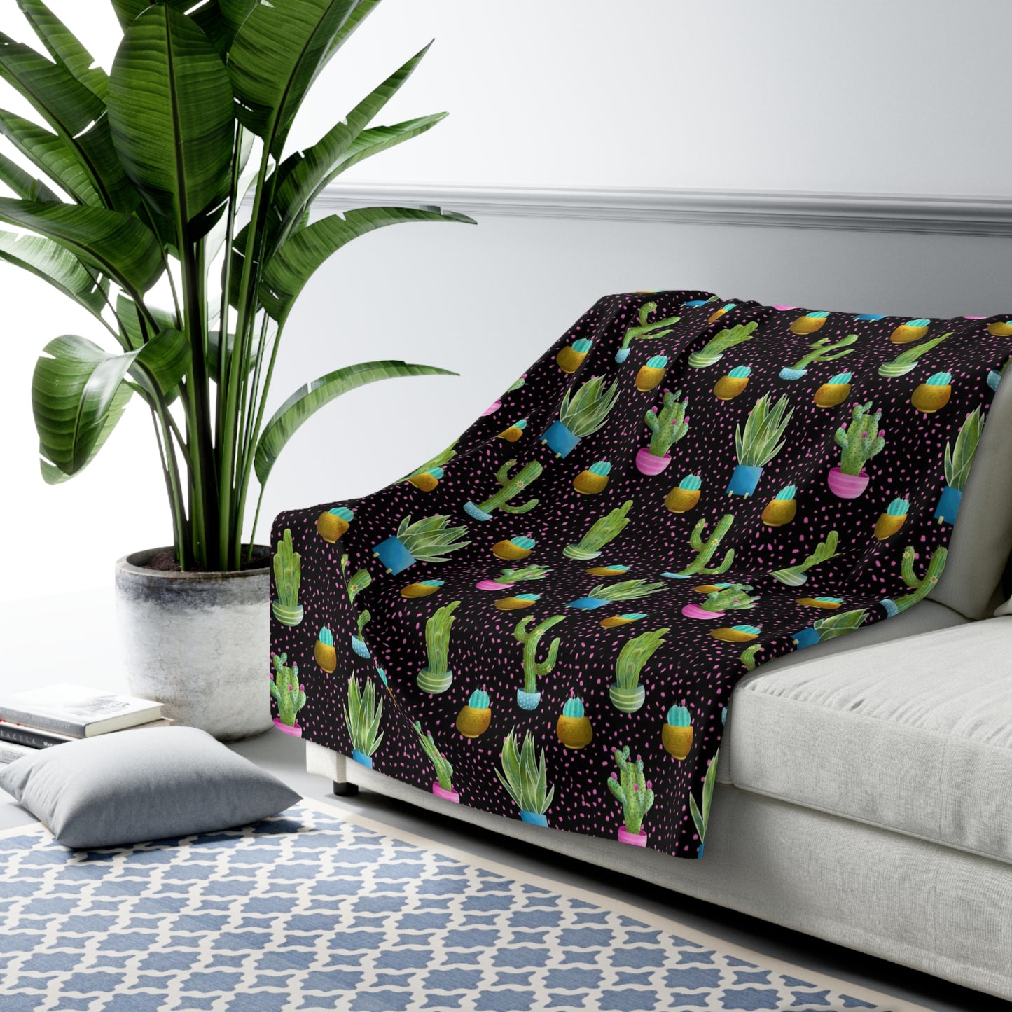 Frida Cactus Sherpa Fleece Blanket