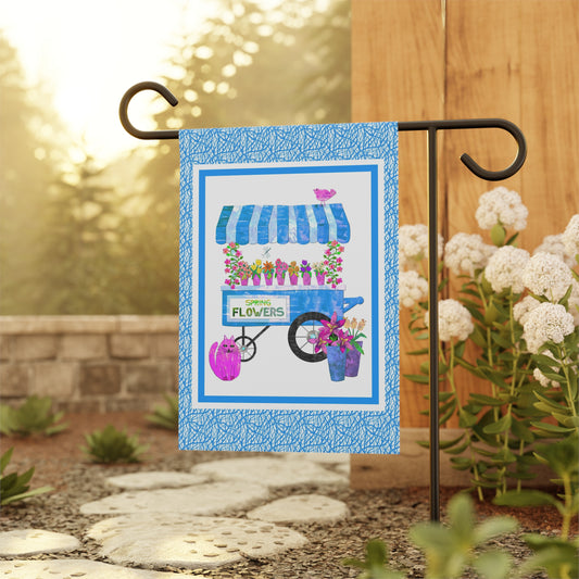 Spring Flower Cart Collage Garden Banner