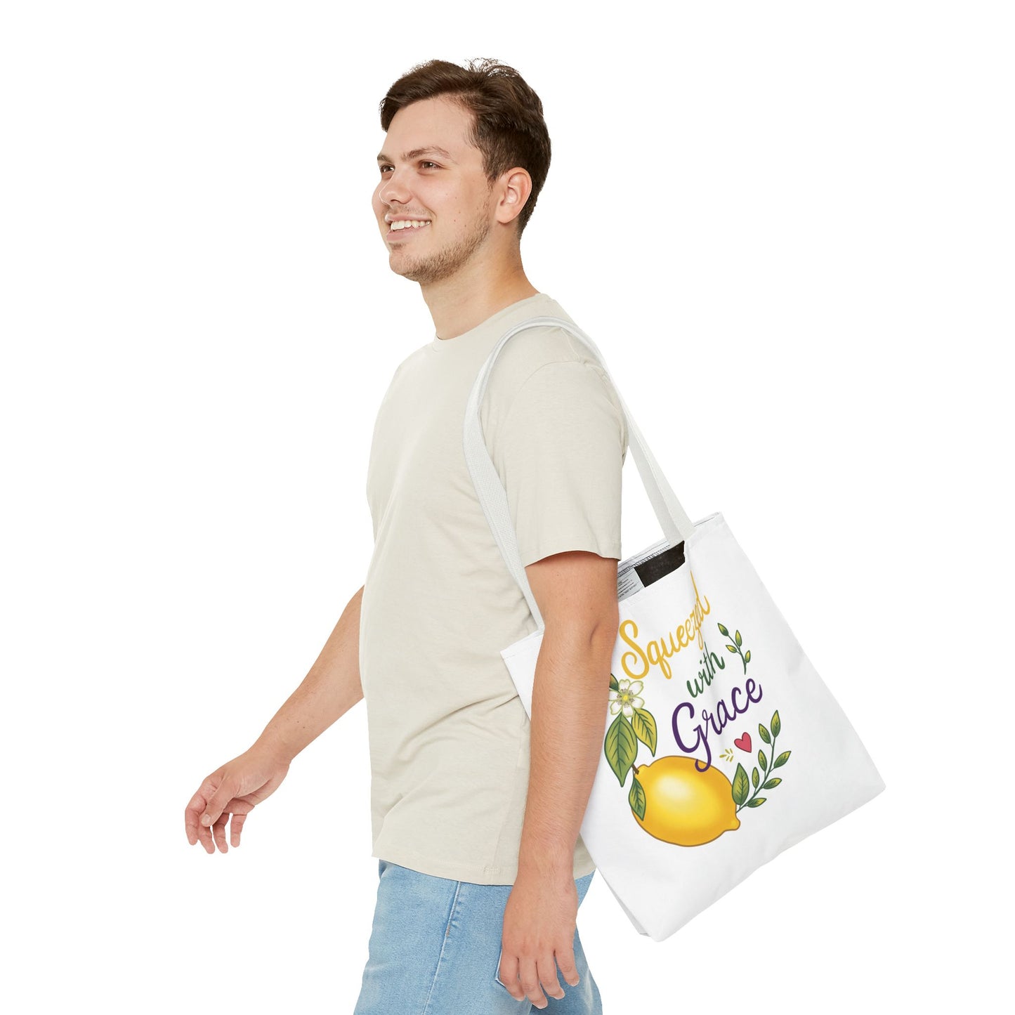 Squeezed with Grace Lemon Tote Bag — Floral Fruit Market Shopping Tote
