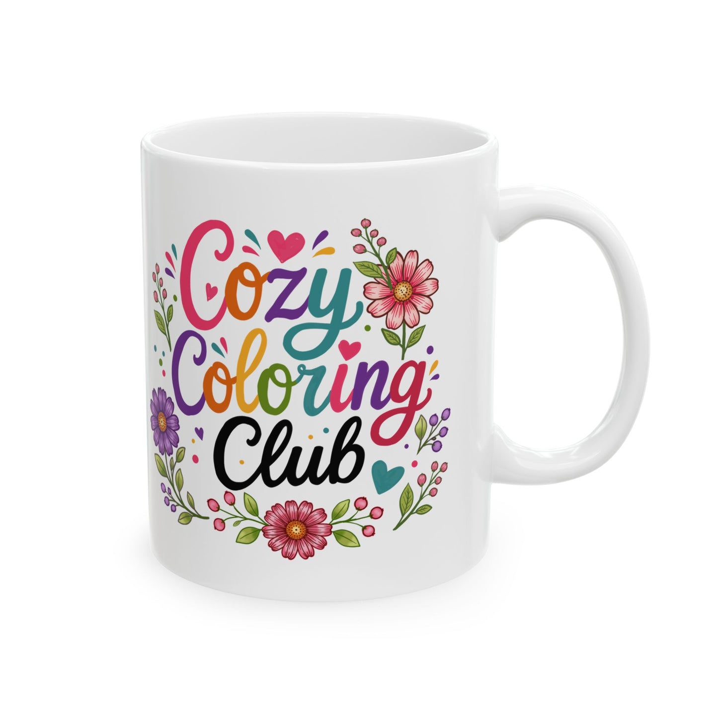 Coloring Club Floral Ceramic Mug — "Coloring Club"