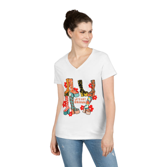 Groovy Boots Ladies' Cotton V-Neck T-Shirt
