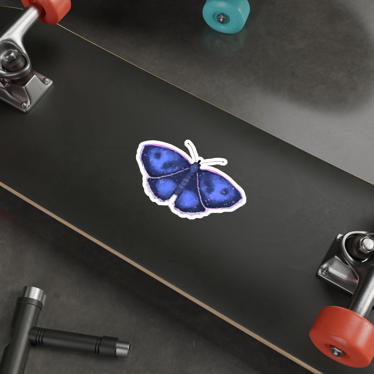 Watercolor Moth in Blue Die Cut Sticker