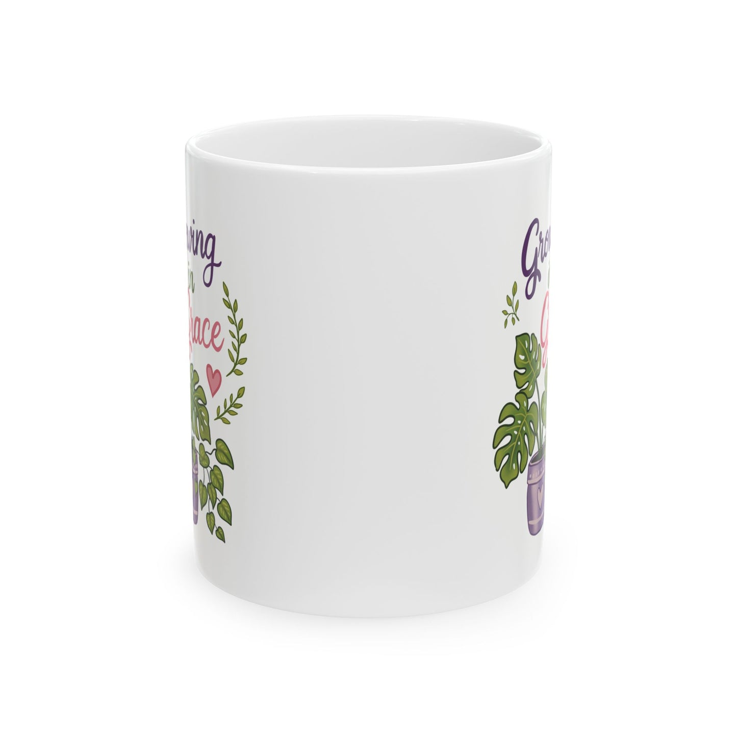 Plant Lover Ceramic Mug — 'Growing in Grace' Floral Houseplant Coffee Cup (11oz, 15oz)