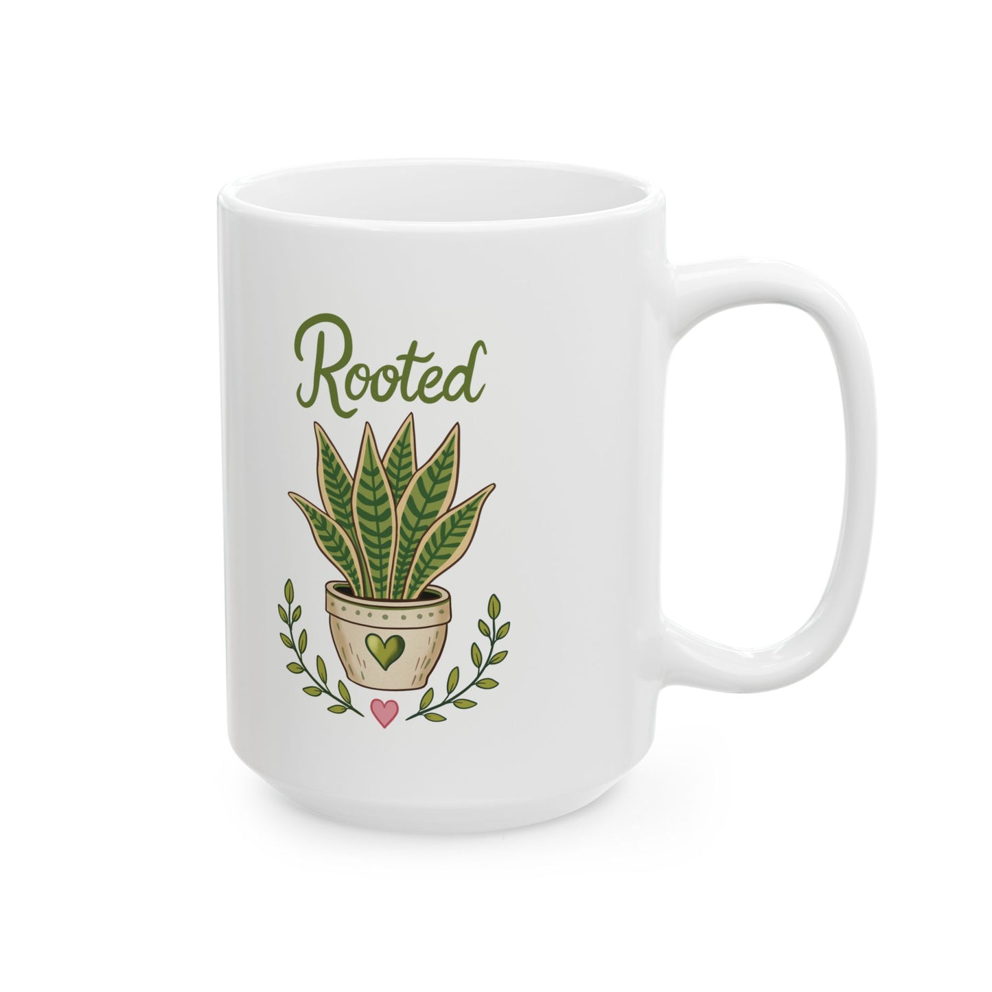 Plant Lover Ceramic Mug – 'Rooted' Potted Succulent Coffee Cup (11oz & 15oz)