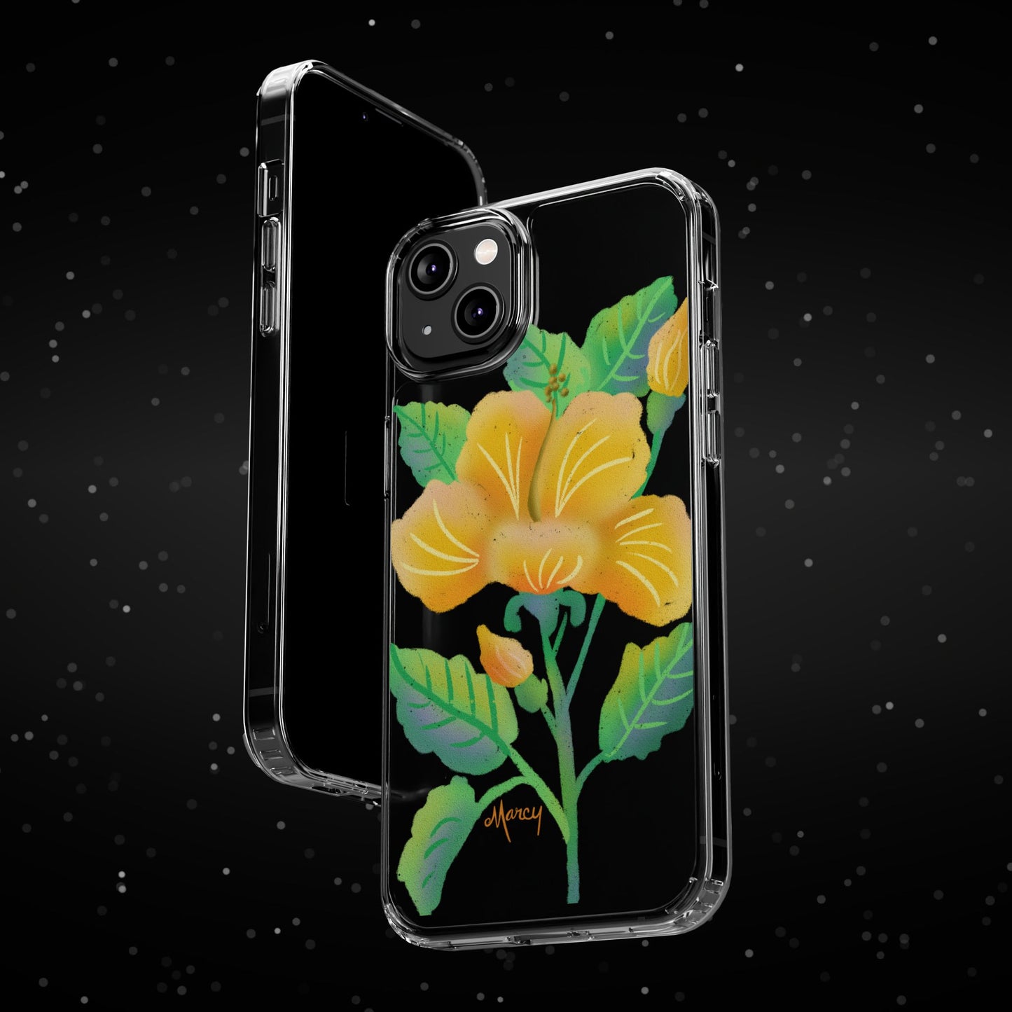 Yellow Hibiscus Blossom Clear Cases