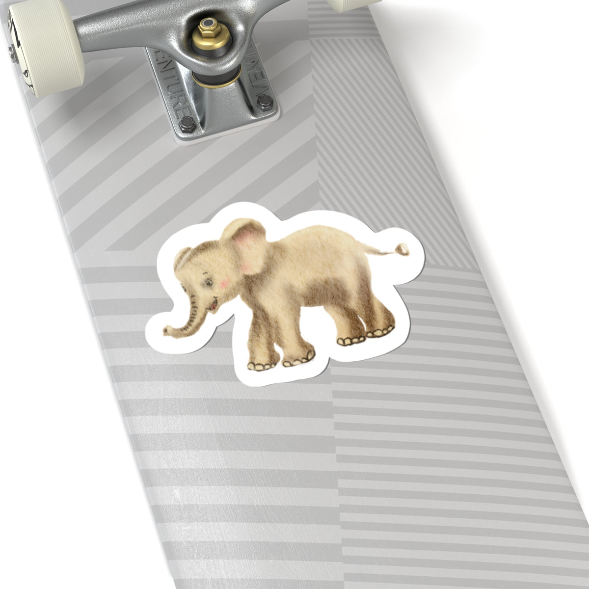 Cute Baby Elephant Kiss-Cut Sticker — Watercolor Nursery Decal for Laptops, Planners & Baby Shower Favors
