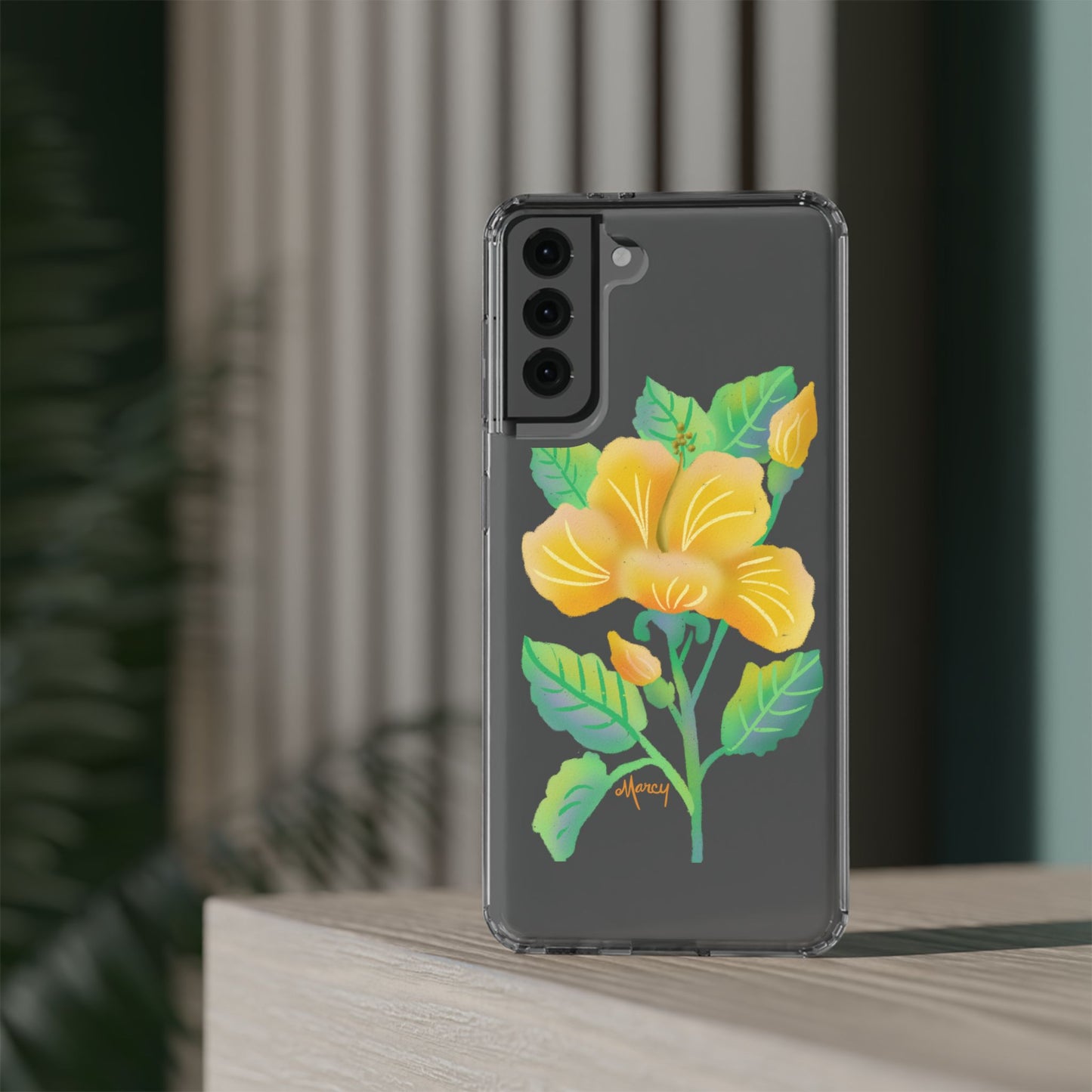 Yellow Hibiscus Blossom Clear Cases