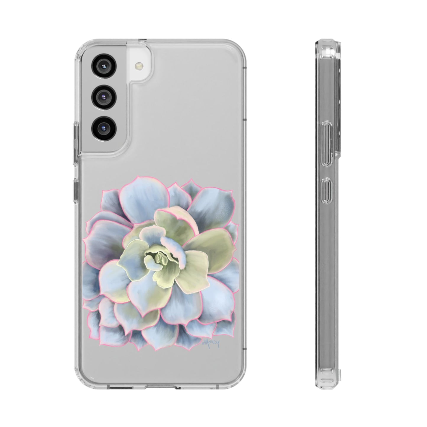 Blue and Green Succulent Clear Cases