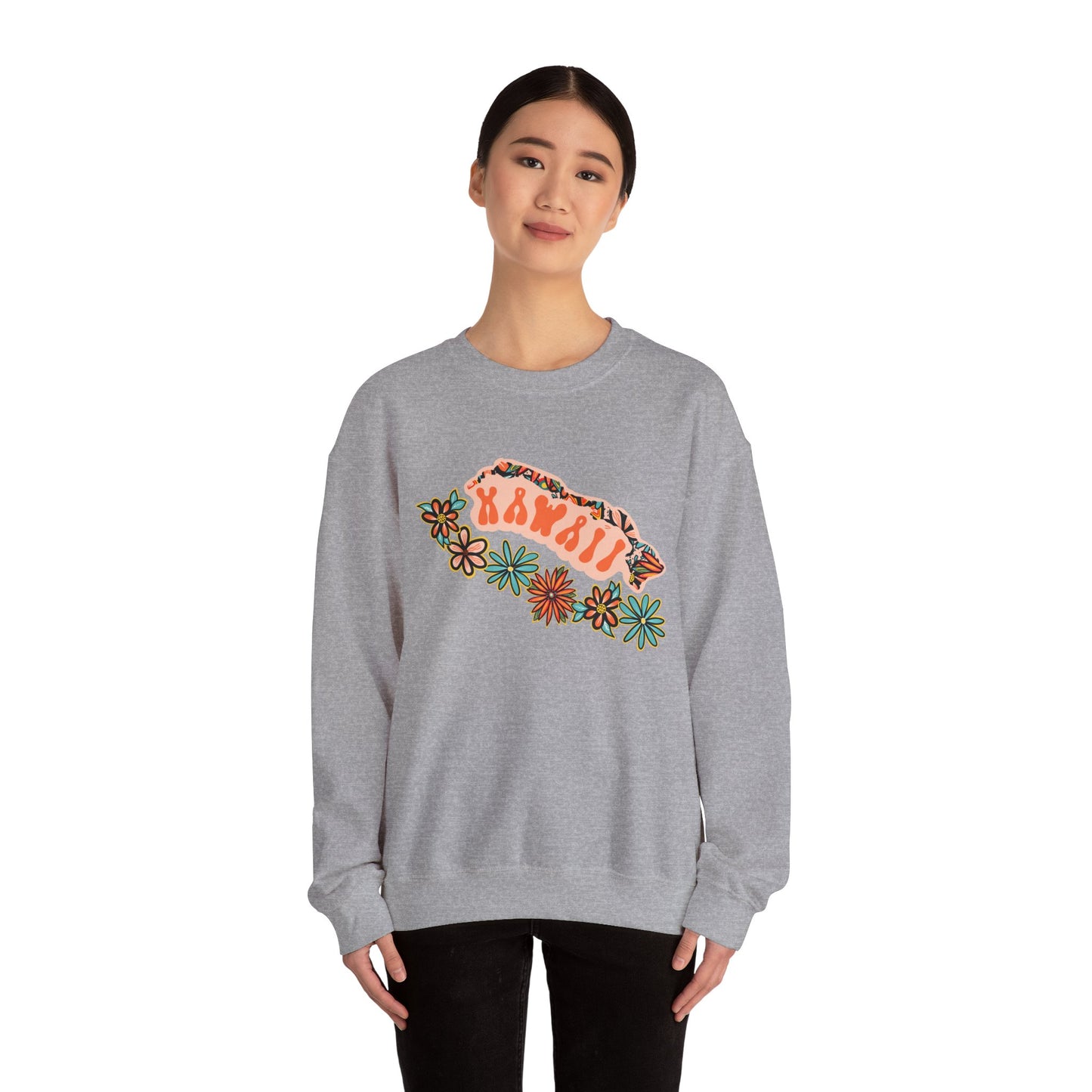 Retro 70s Hawaii State Design — Heavy Blend™ Crewneck Sweatshirt