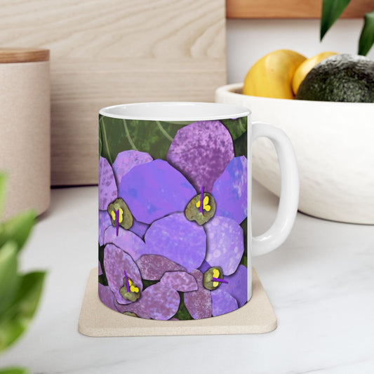 African Violets Collage Ceramic Mug 11oz & 15oz