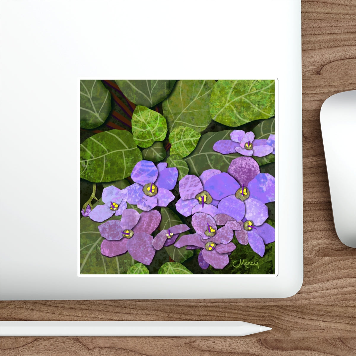 African Violets Collage Die Cut Sticker