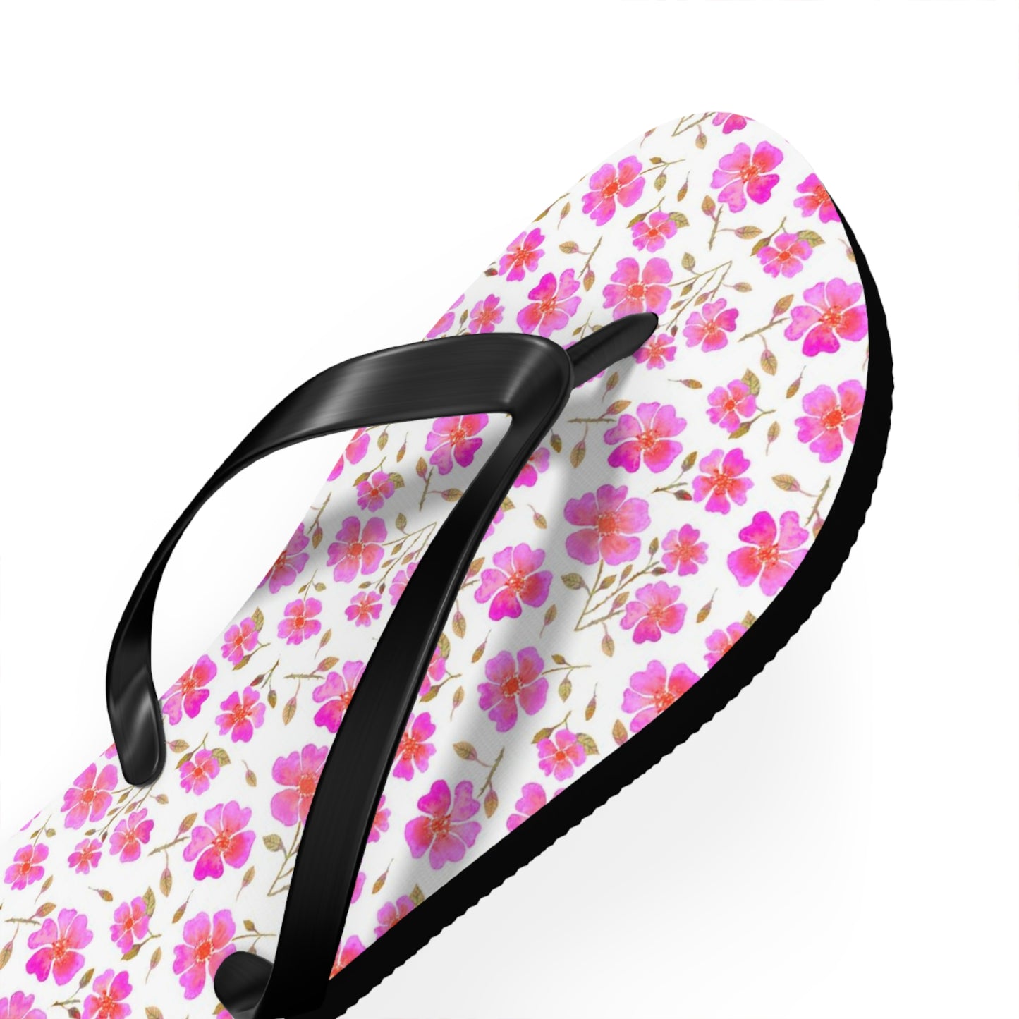 Hot Pink Wild Roses Flip Flops