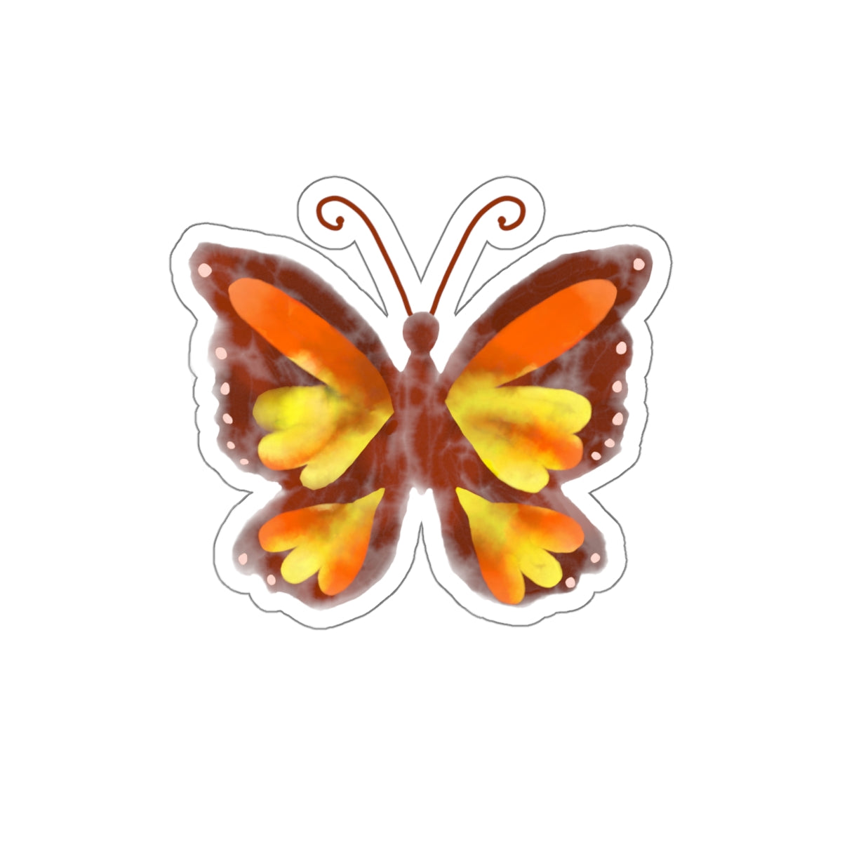 Frida Orange and Yellow Watercolor Butterfly Die Cut Sticker