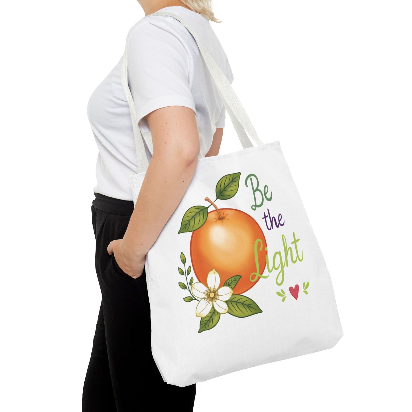 Be the Light Orange Floral Tote Bag