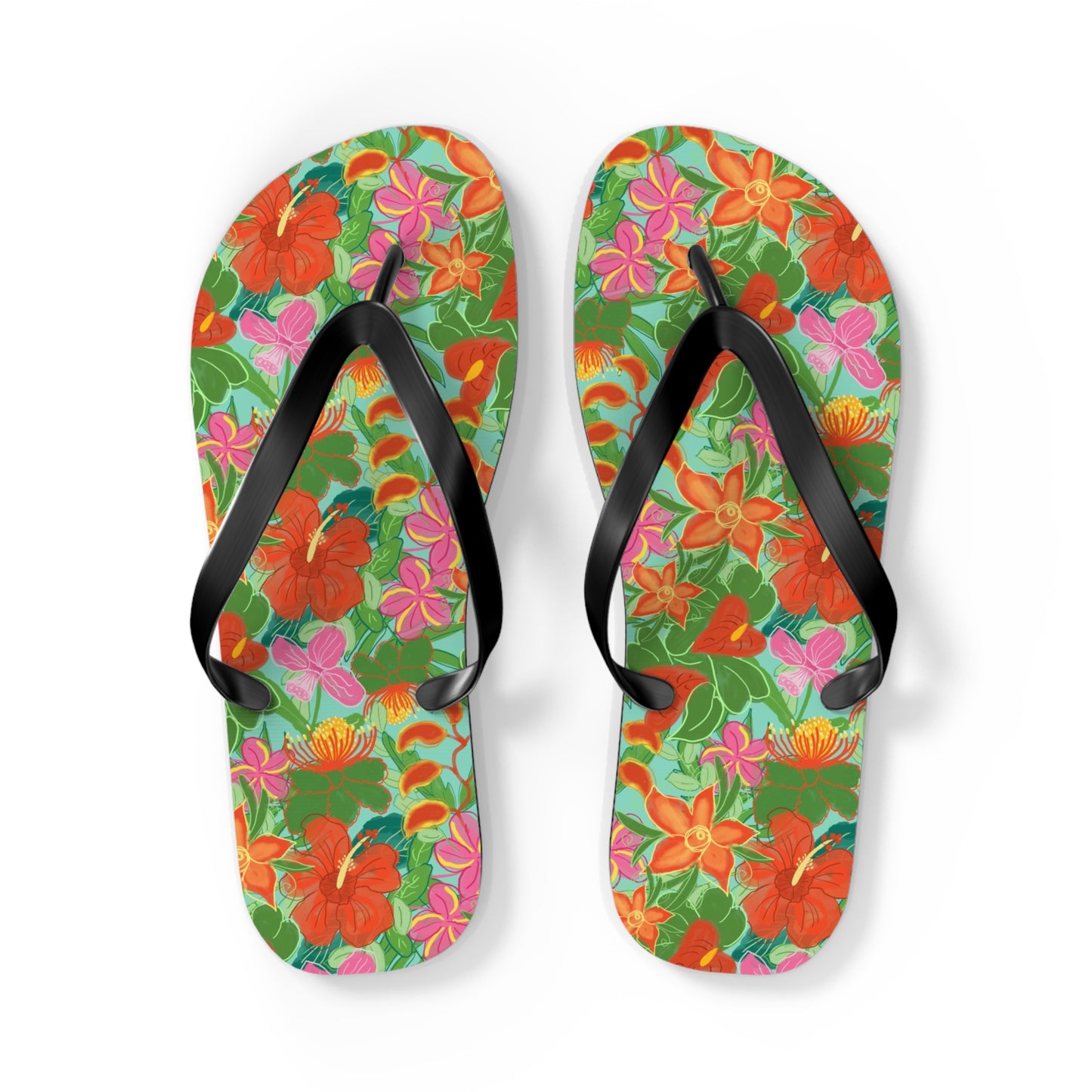 Tropical Flowers Flip Flops