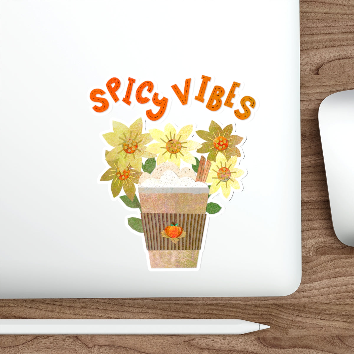 Spicy Vibes Latte Collage Die Cut Sticker