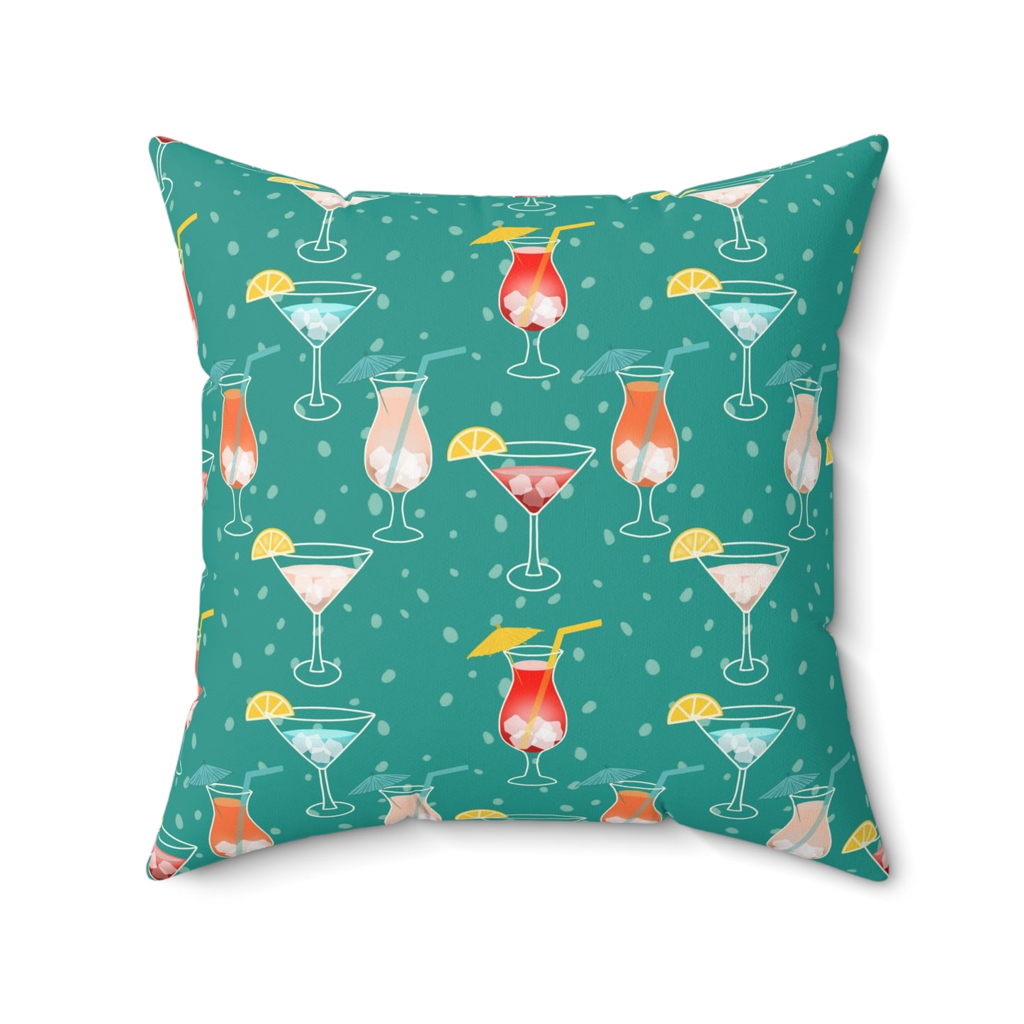 Cocktails Square Throw Pillow: Colorful Mixology Delight