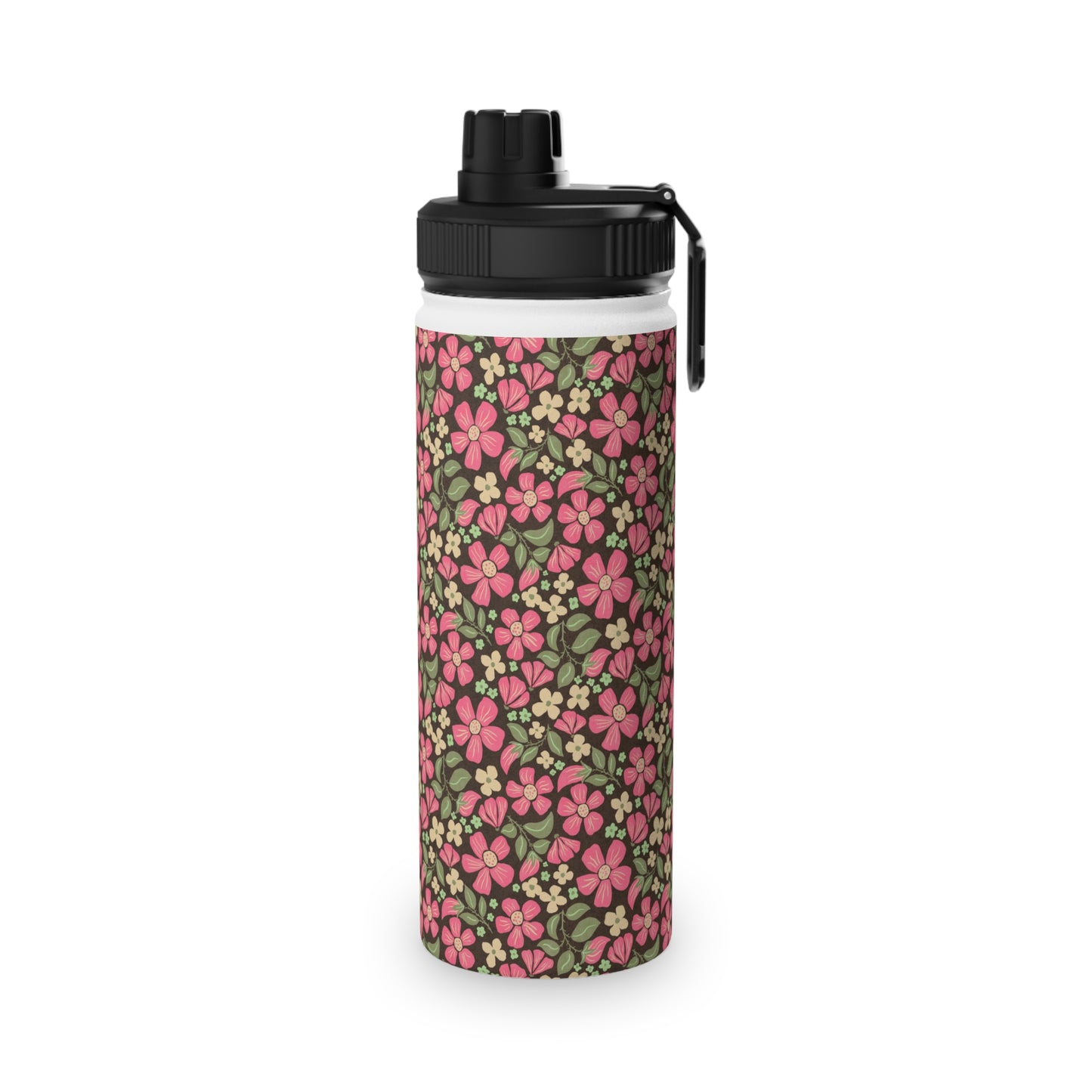Wild Rose Meadow Water Bottle – Stainless Steel Sports Lid