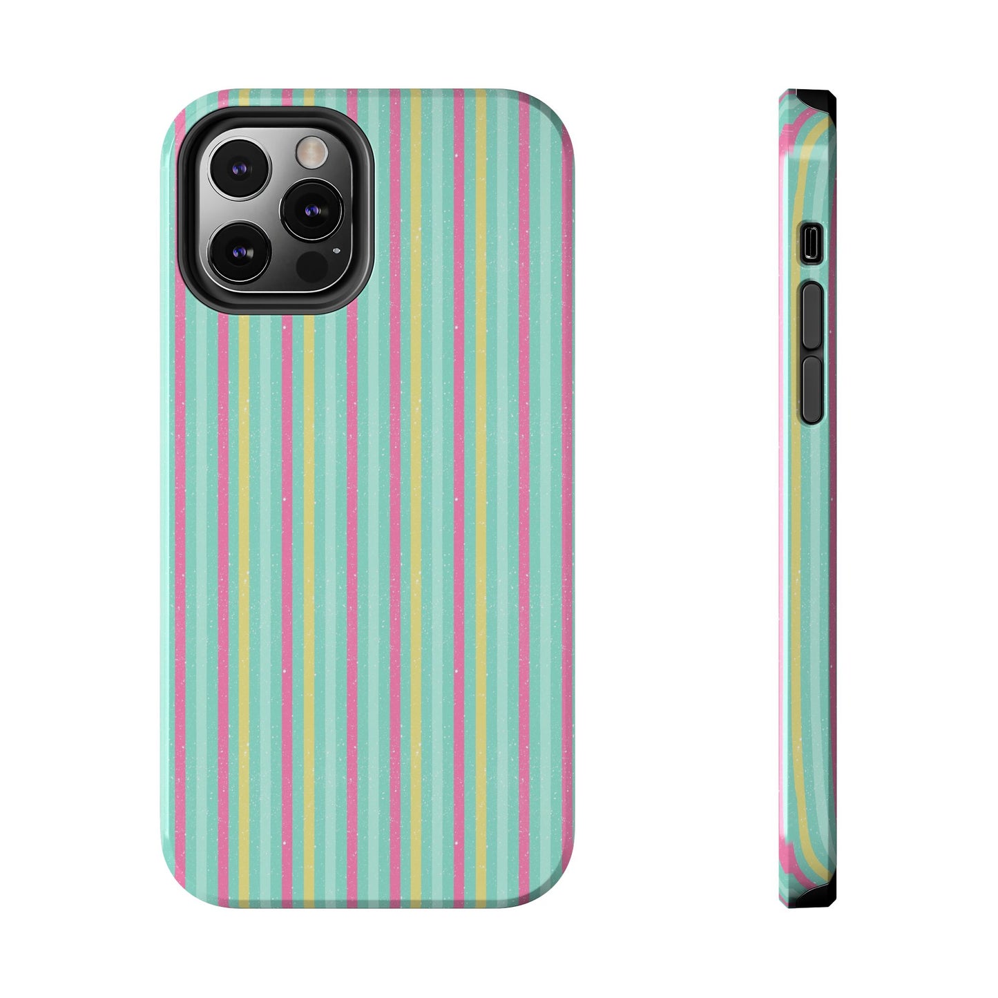 Pastel Stripes on Turquoise Tough Phone Cases