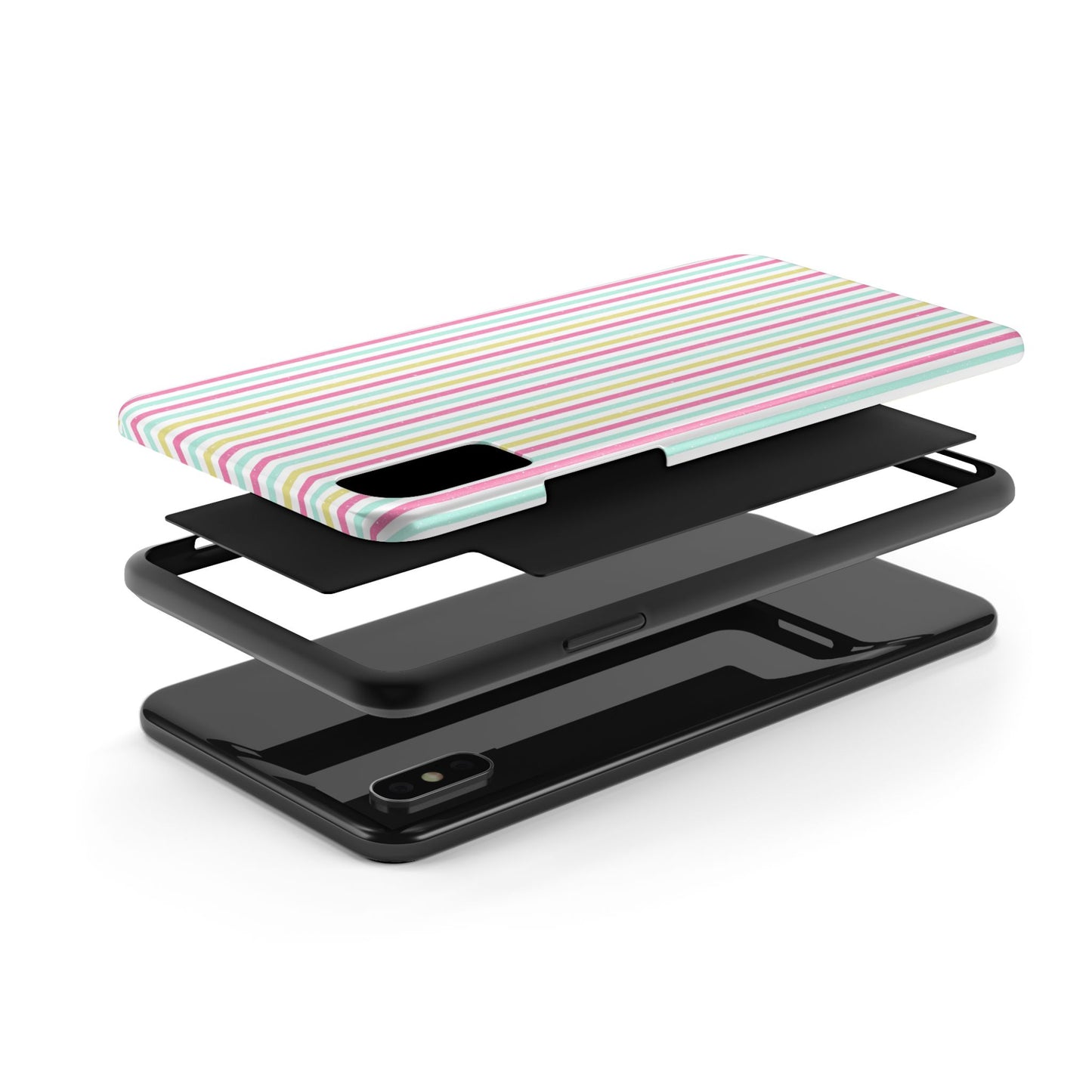 Pastel Christmas Stripes on White Tough Phone Cases