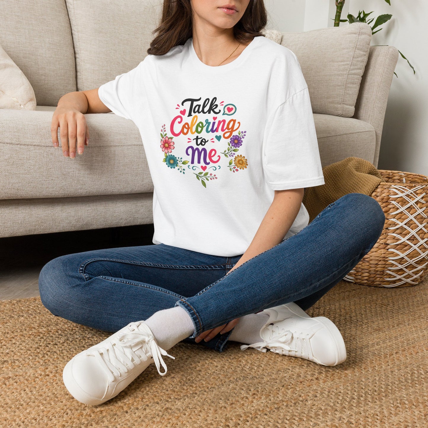 Coloring T-Shirt — “Talk Coloring to Me” Floral Adult Tee