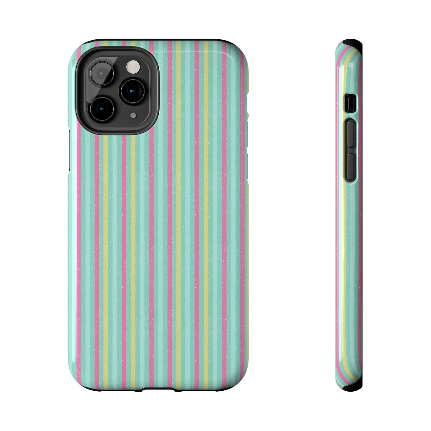 Pastel Christmas Stripes on Turquoise Tough Phone Cases