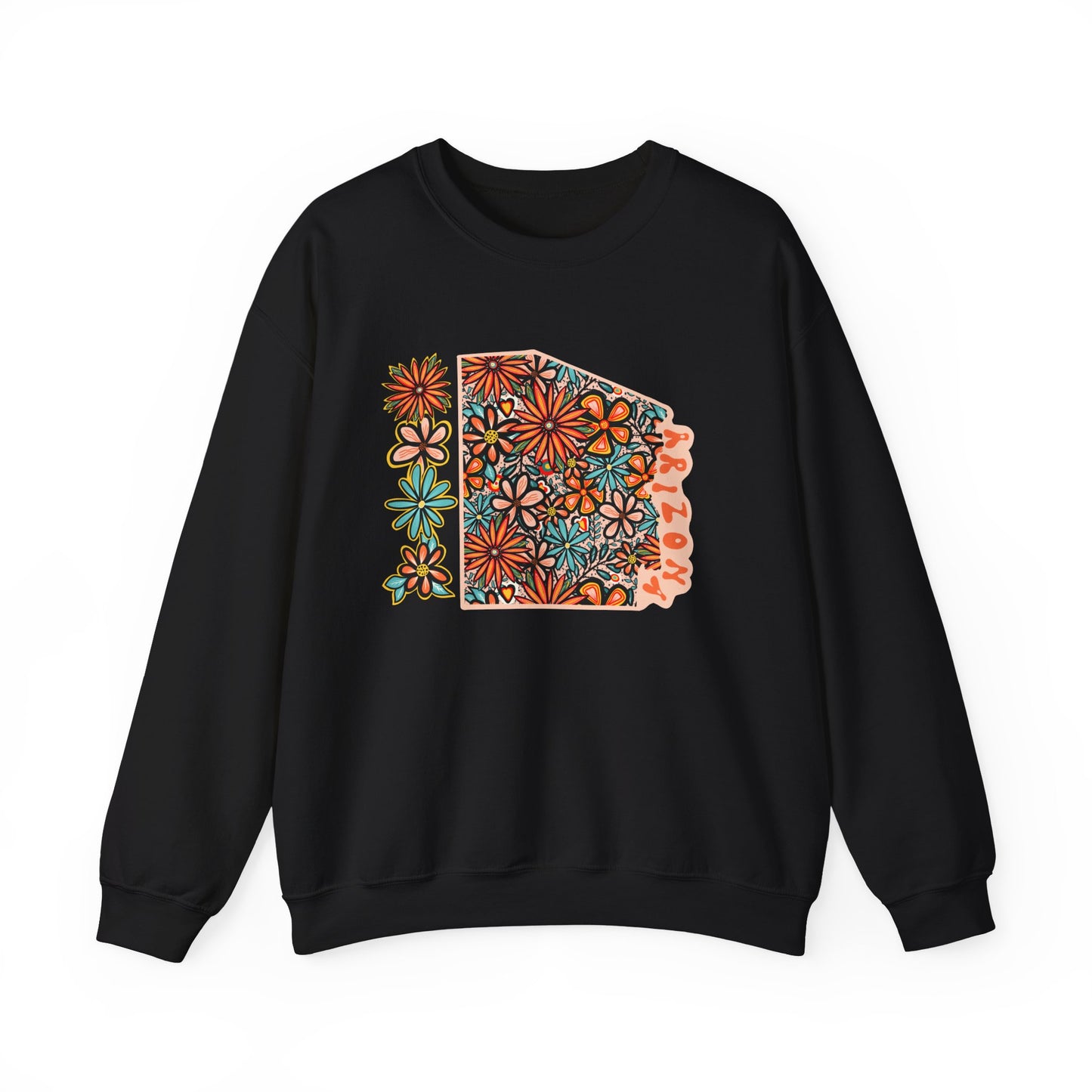 Retro 70s Flowers Arizona State Design — Heavy Blend™ Crewneck Sweatshirt