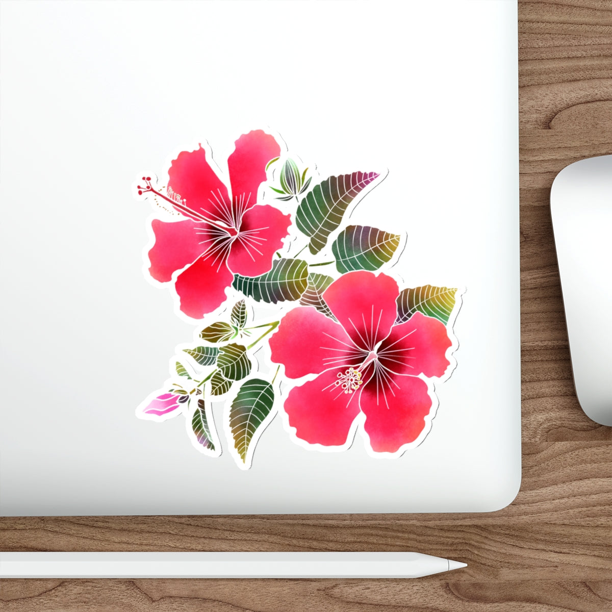 Red Hibiscus Die-Cut Stickers