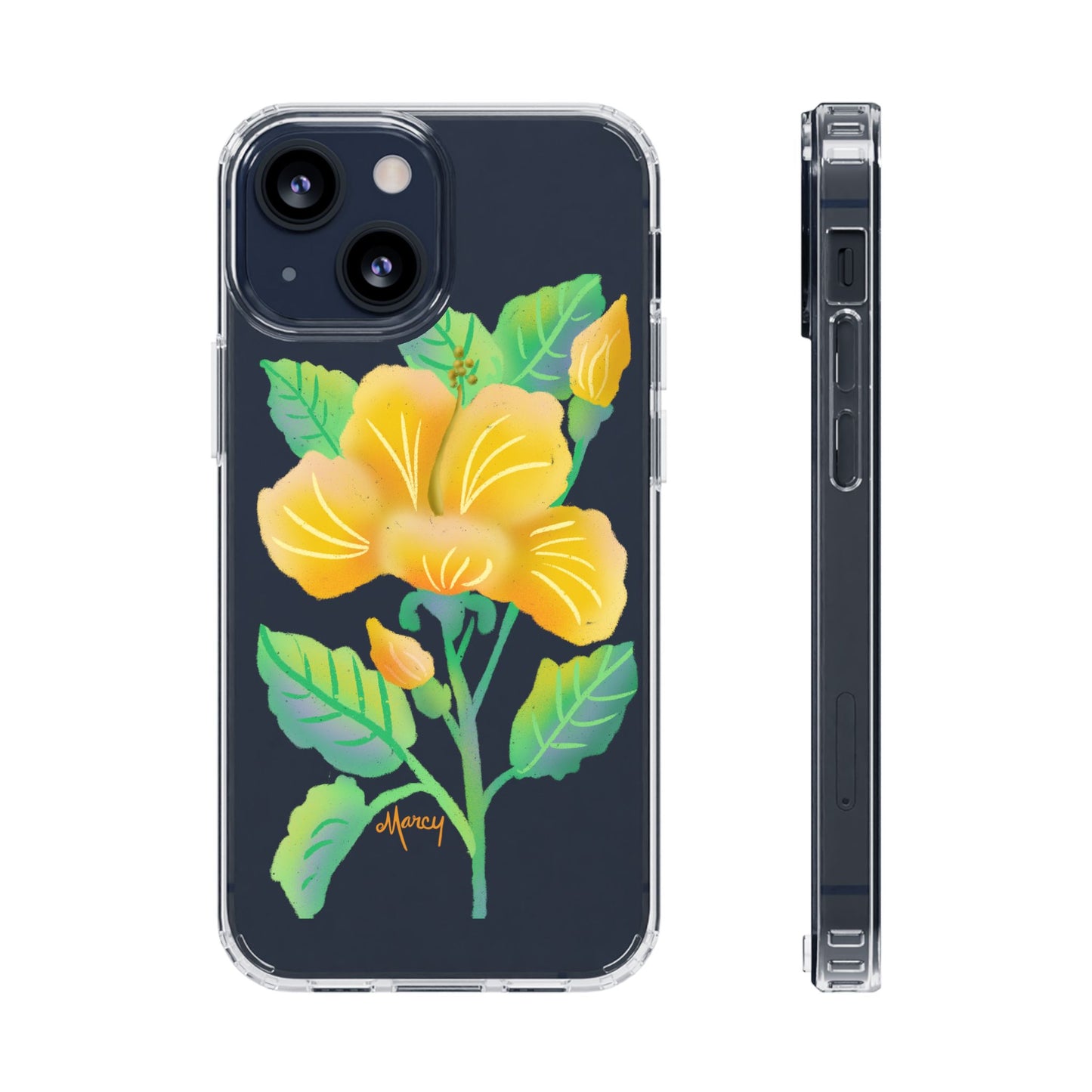 Yellow Hibiscus Blossom Clear Cases