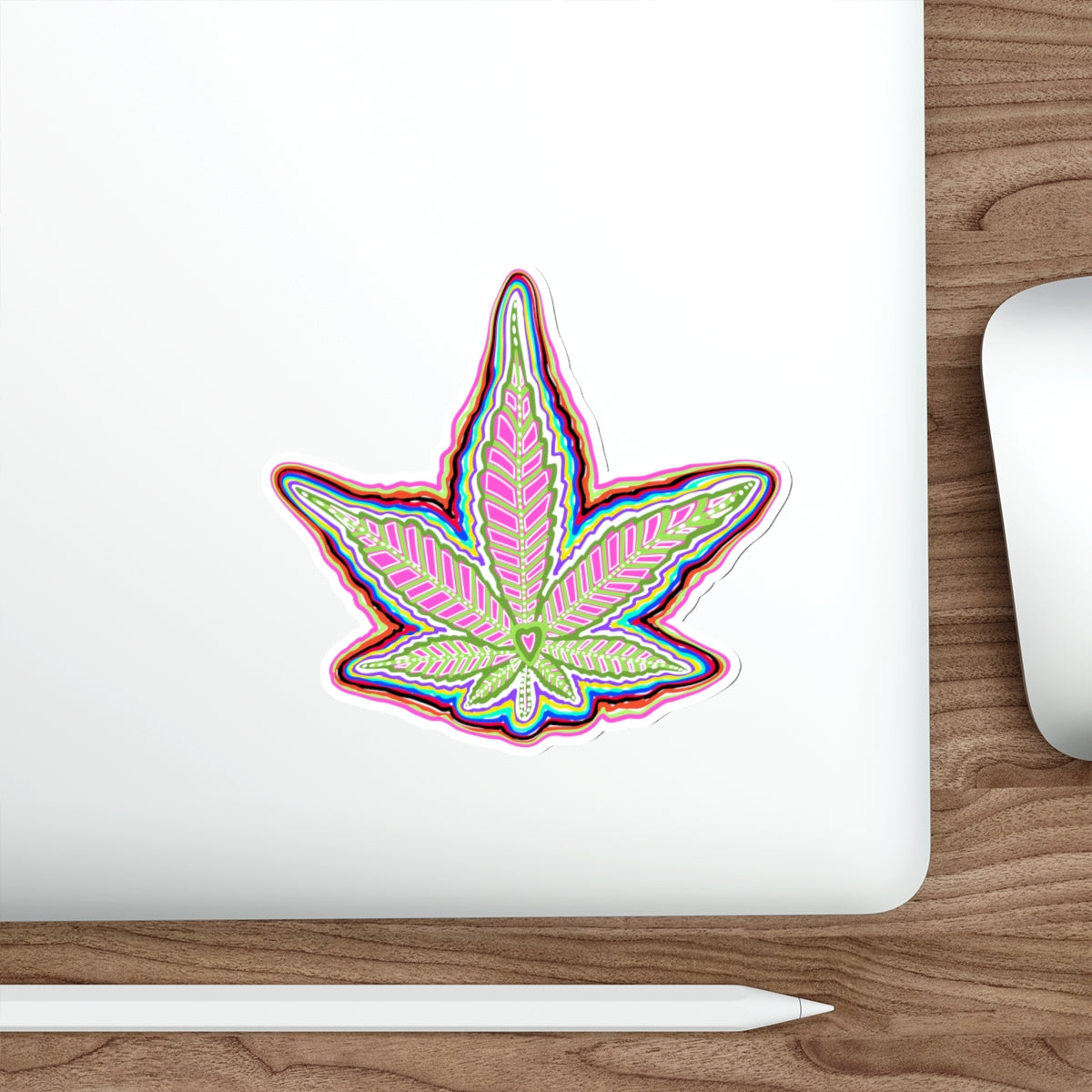 Colorful Cannabis Leaf Die Cut Sticker