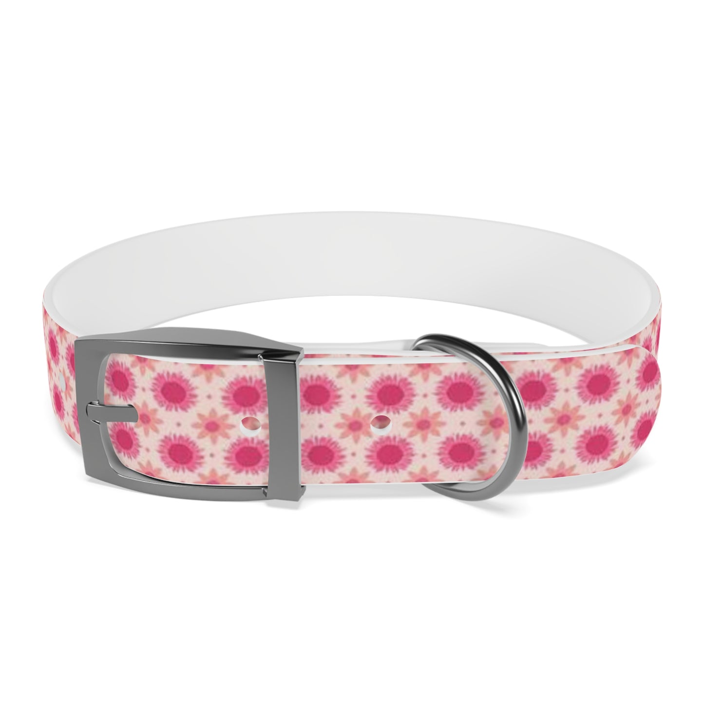 Retro Pink Sunflowers Dog Collar