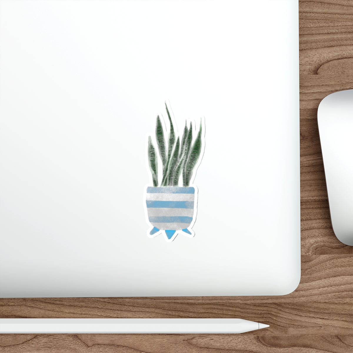 Snake Plant in Blue and White Pot Die-Cut Sticker