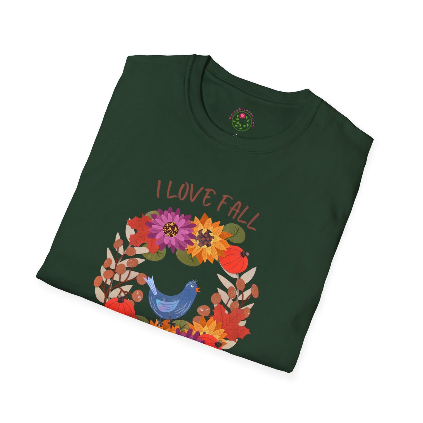 I Love Fall Most of All Autumn Wreath Collage Softstyle T-Shirt