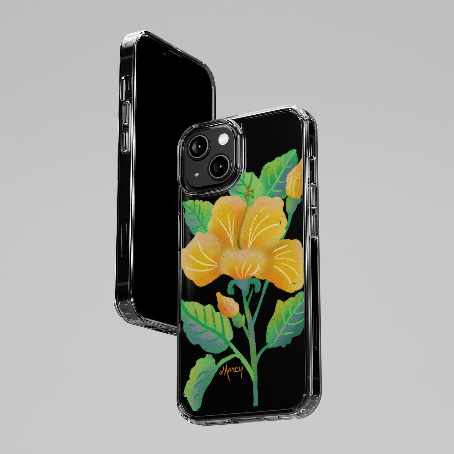 Yellow Hibiscus Blossom Clear Cases