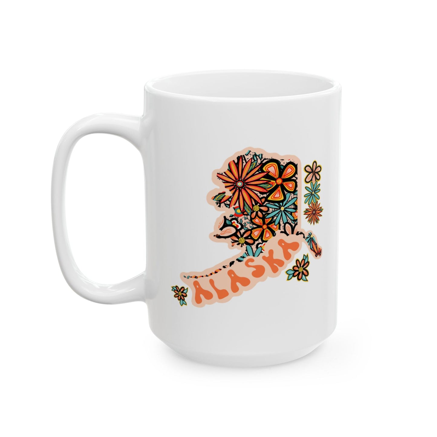 Retro 70s Flowers Alaska Ceramic Mug 11 oz and 15 oz