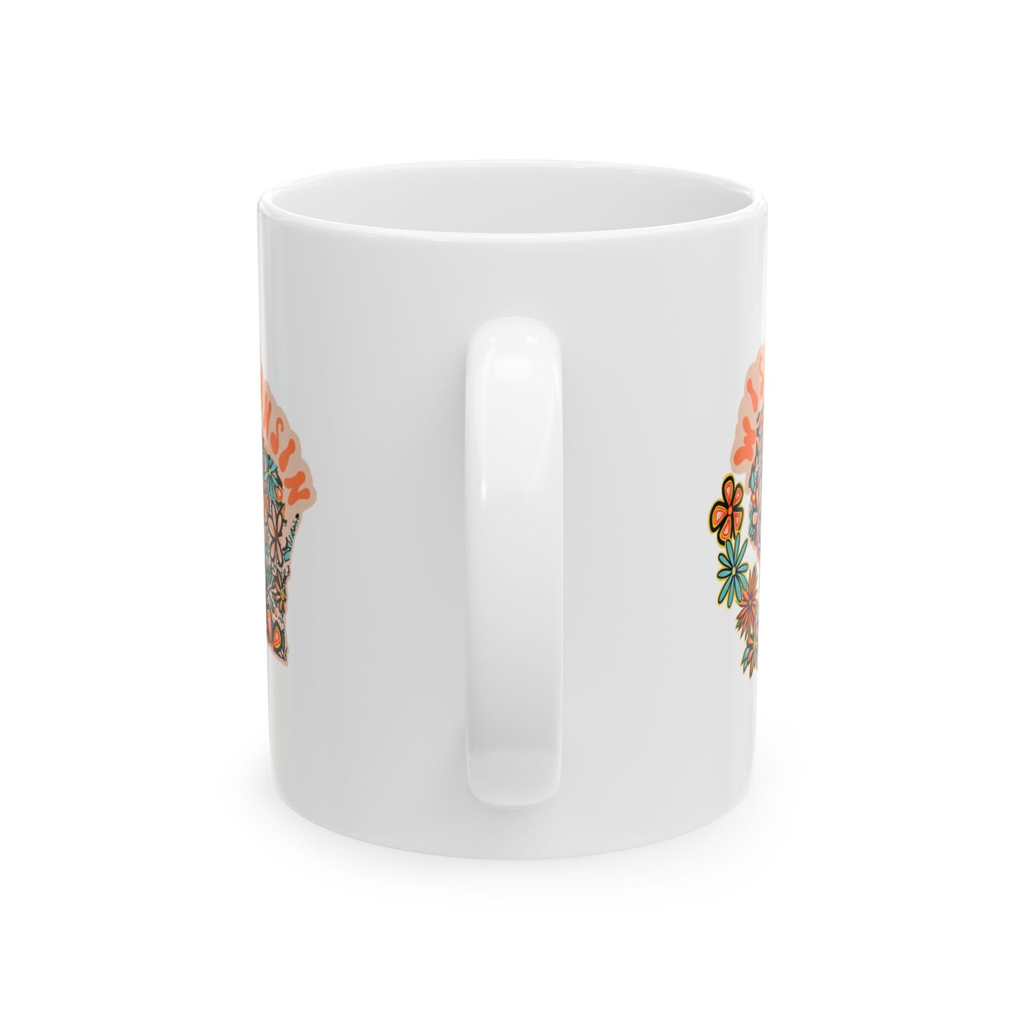 Retro 70s Flowers Wisconsin Ceramic Mug 11 oz and 15 oz