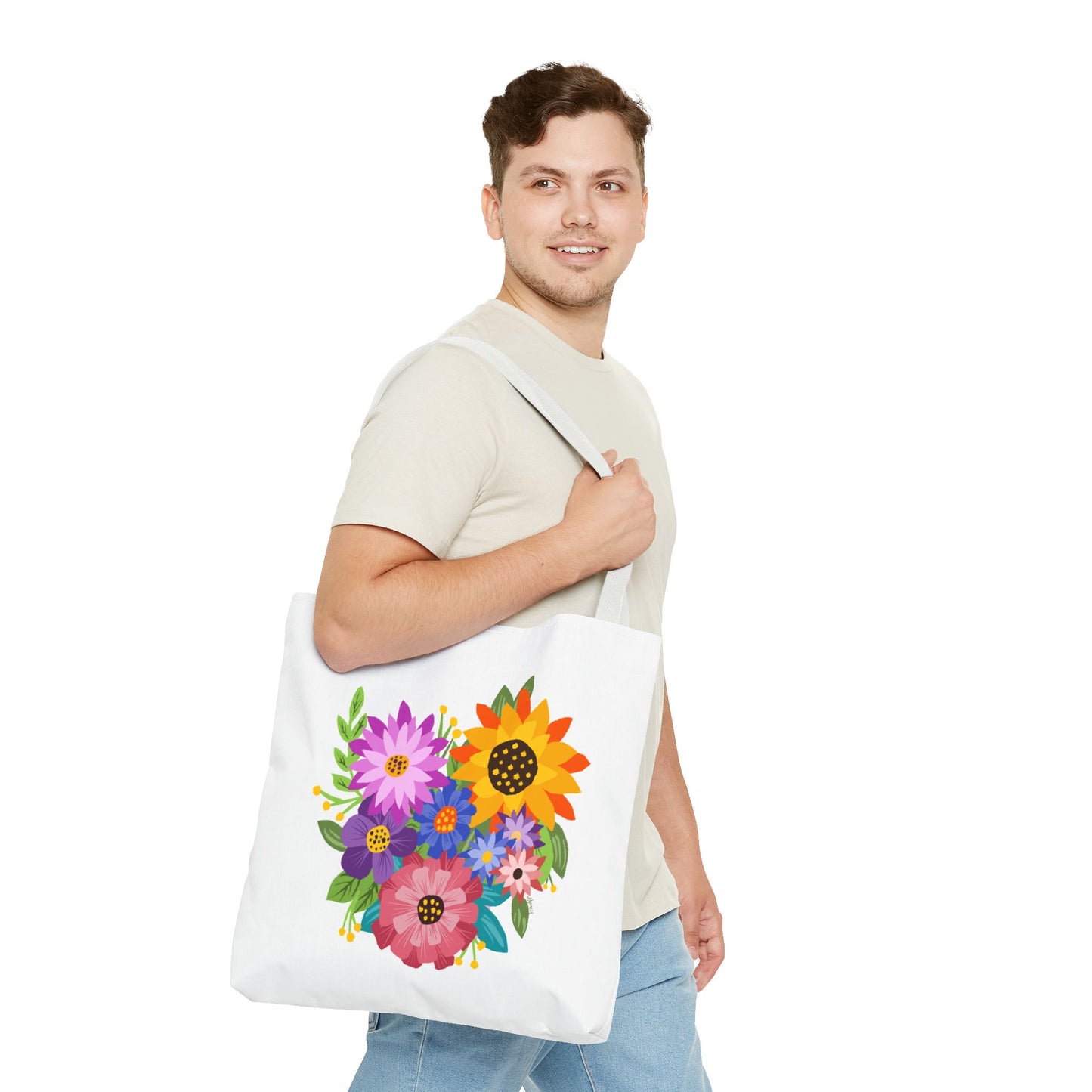 Heart-Shaped Flower Bouquet Tote Bag