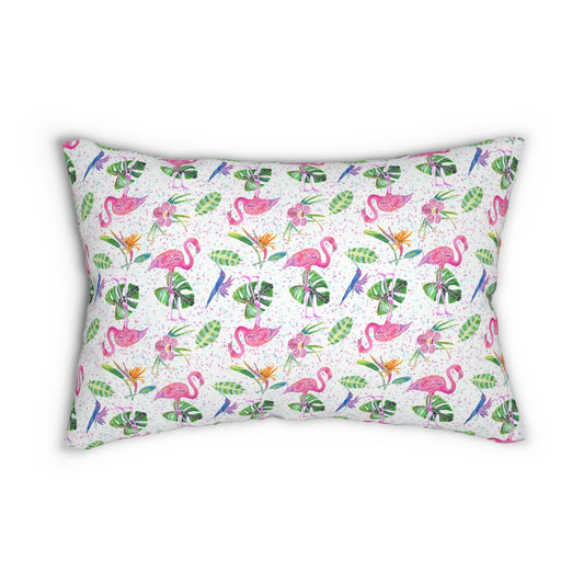 Flamingo Party Spun Polyester Lumbar Pillow