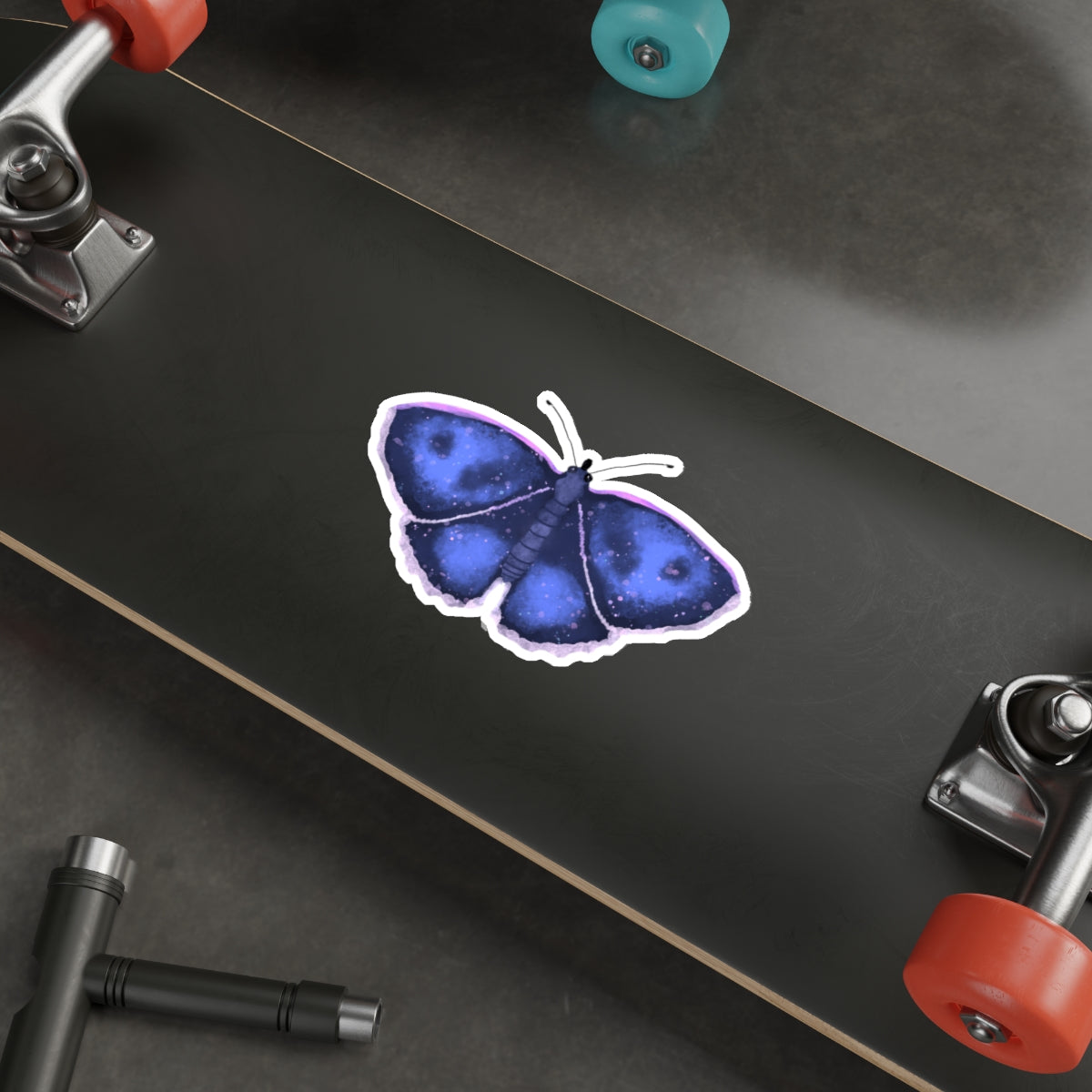 Watercolor Moth in Blue Die Cut Sticker